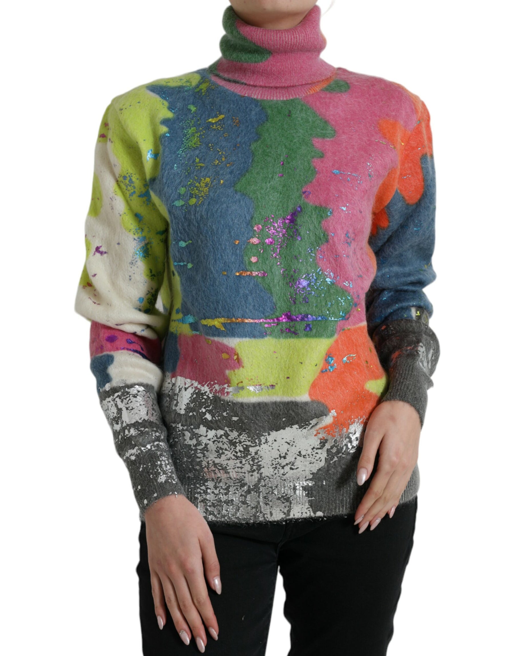 Dolce & Gabbana Multicolor Mohair Turtleneck Pullover Sweater | Regal Royce
