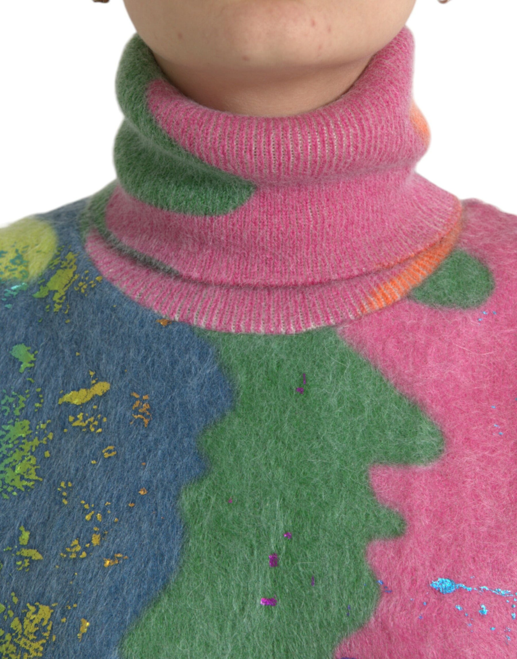 Dolce & Gabbana Multicolor Mohair Turtleneck Pullover Sweater | Regal Royce