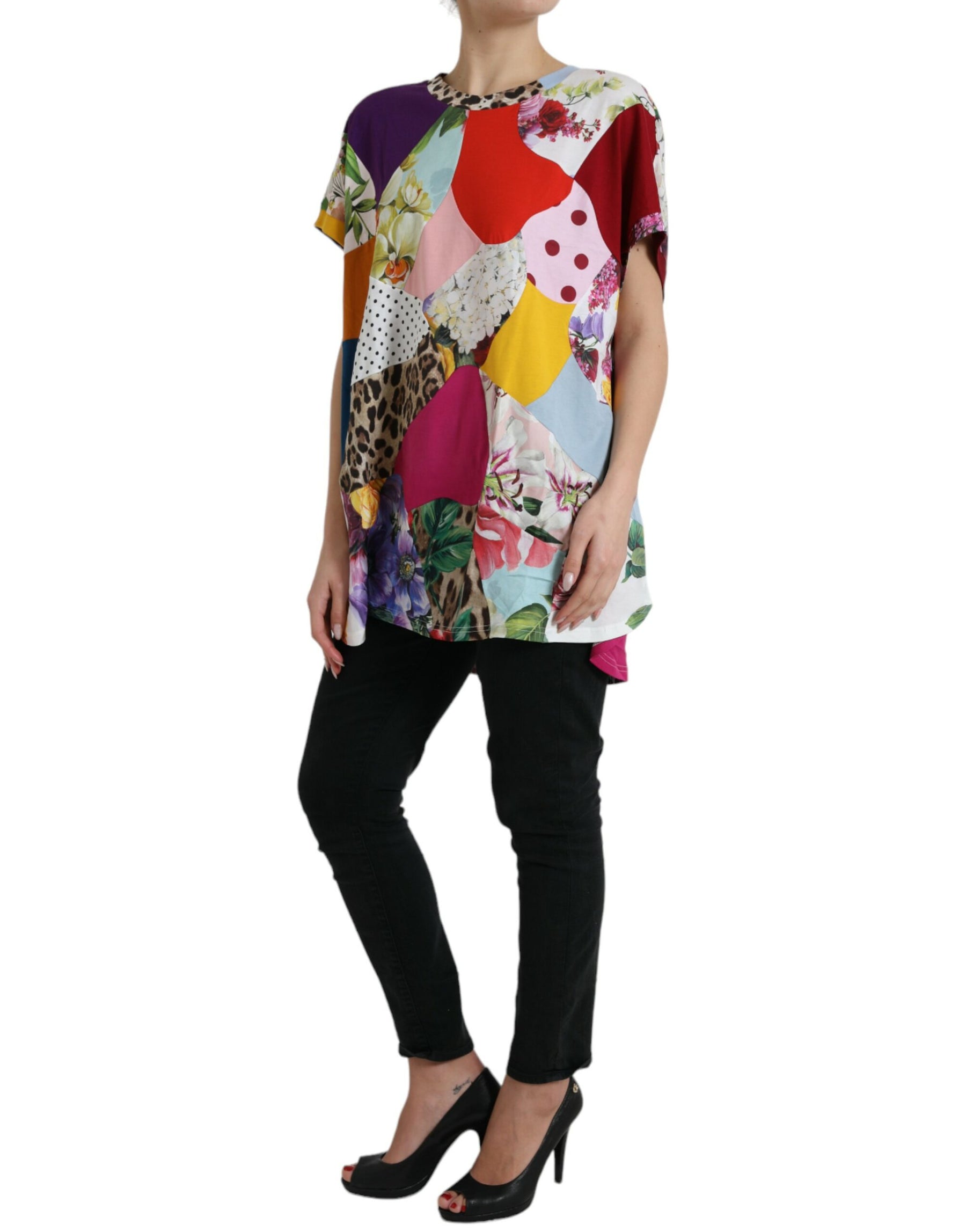 Dolce & Gabbana Multicolor Patchwork Cotton Silk Blouse Top | Regal Royce