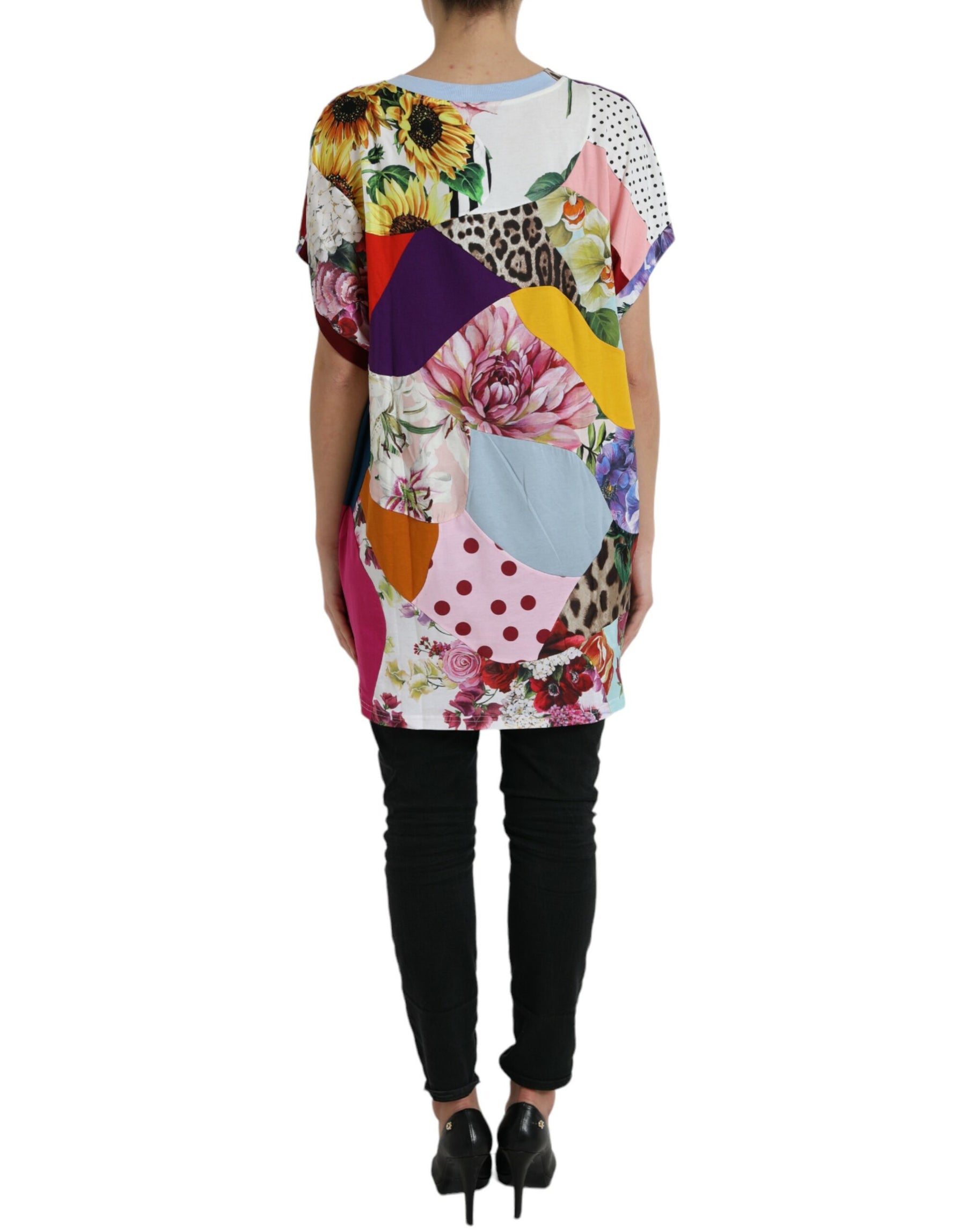 Dolce & Gabbana Multicolor Patchwork Cotton Silk Blouse Top | Regal Royce