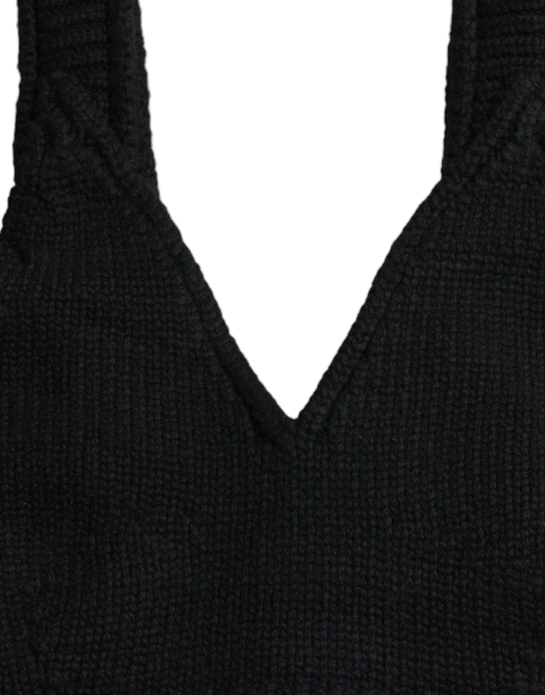 Dolce & Gabbana Black Cropped Cashmere V-neck Bustier Top | Regal Royce