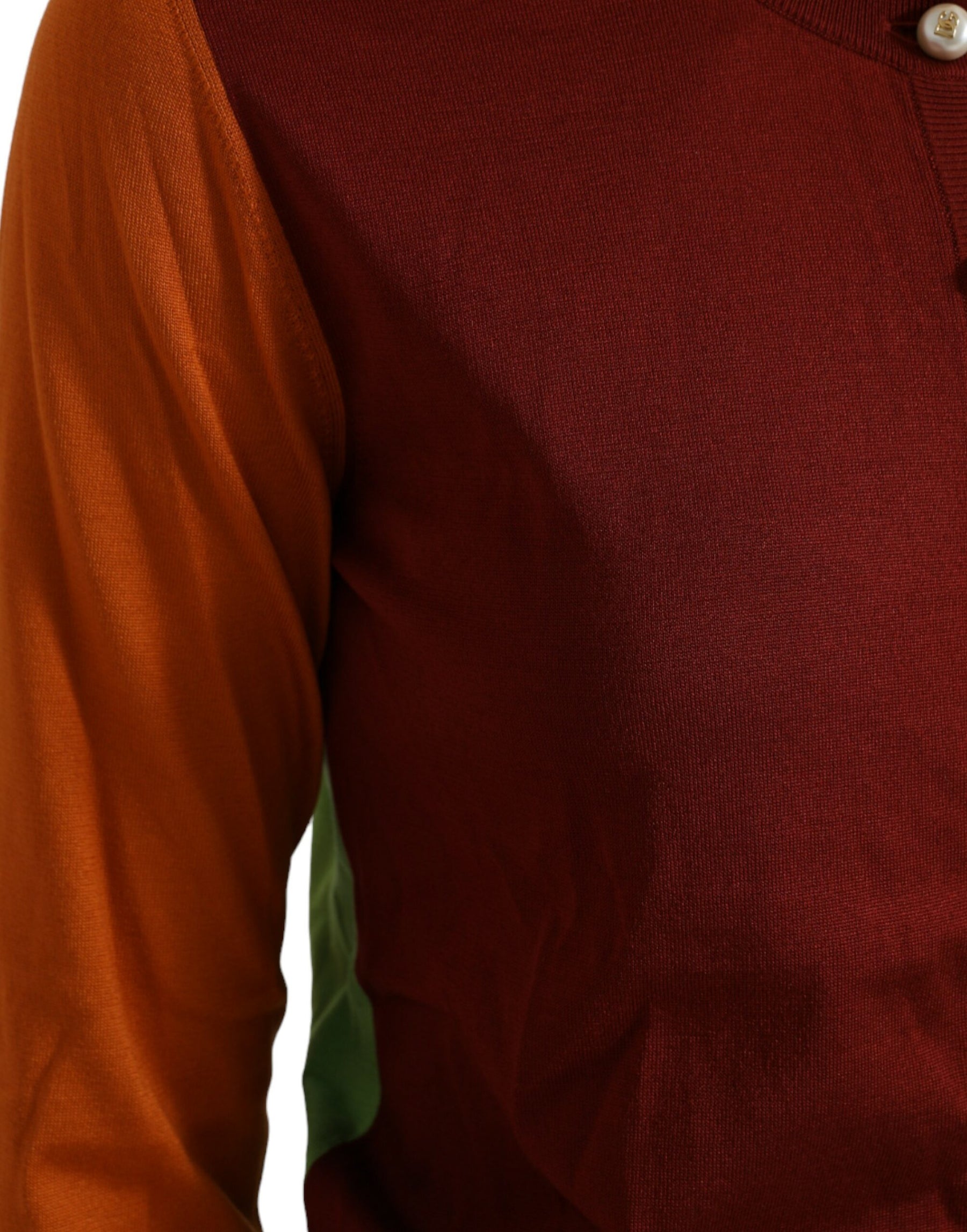 Dolce & Gabbana Multicolor Silk Crewneck Cardigan Sweater | Regal Royce