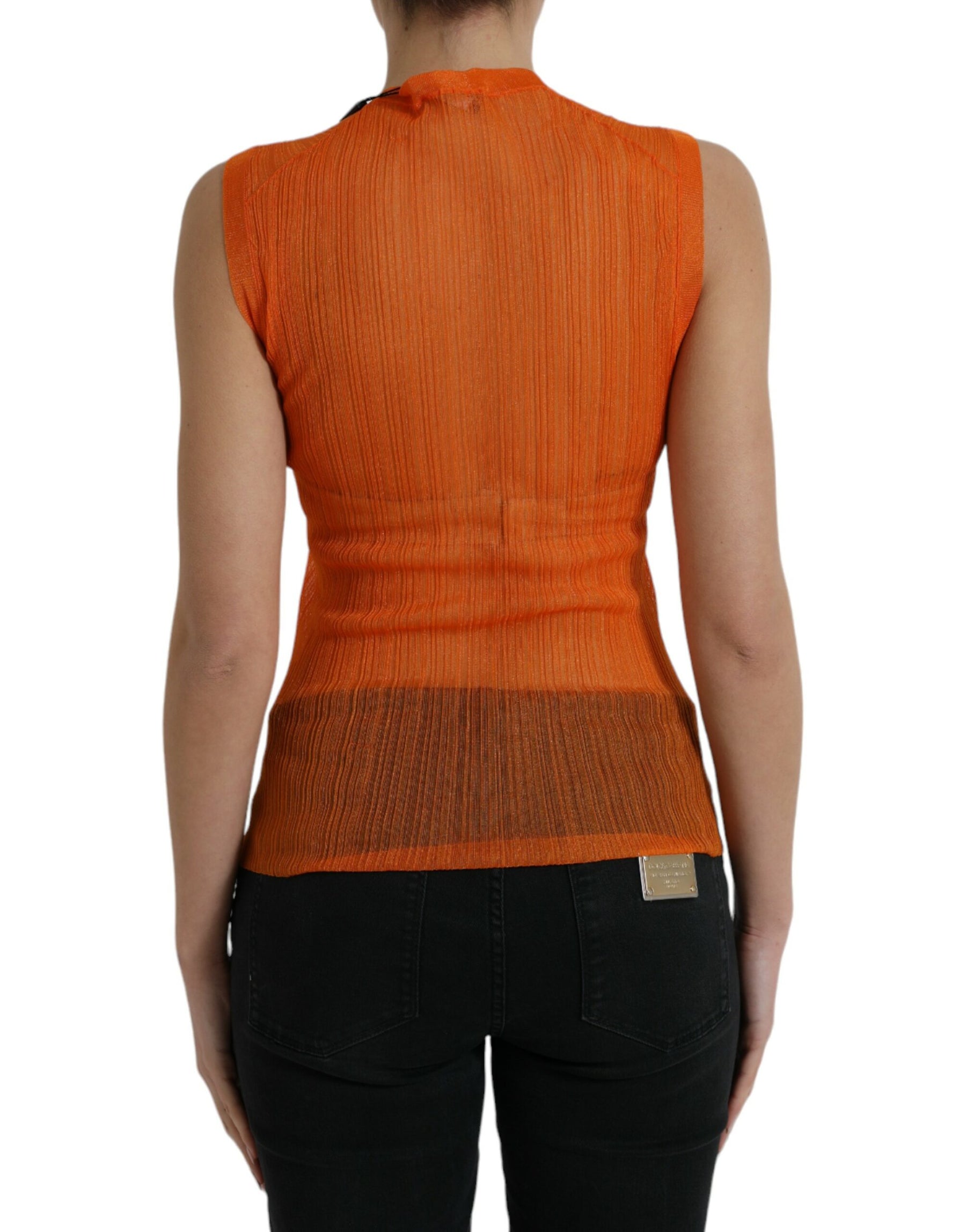 Dolce & Gabbana Orange See Through Crew Neck Blouse Tank Top | Regal Royce