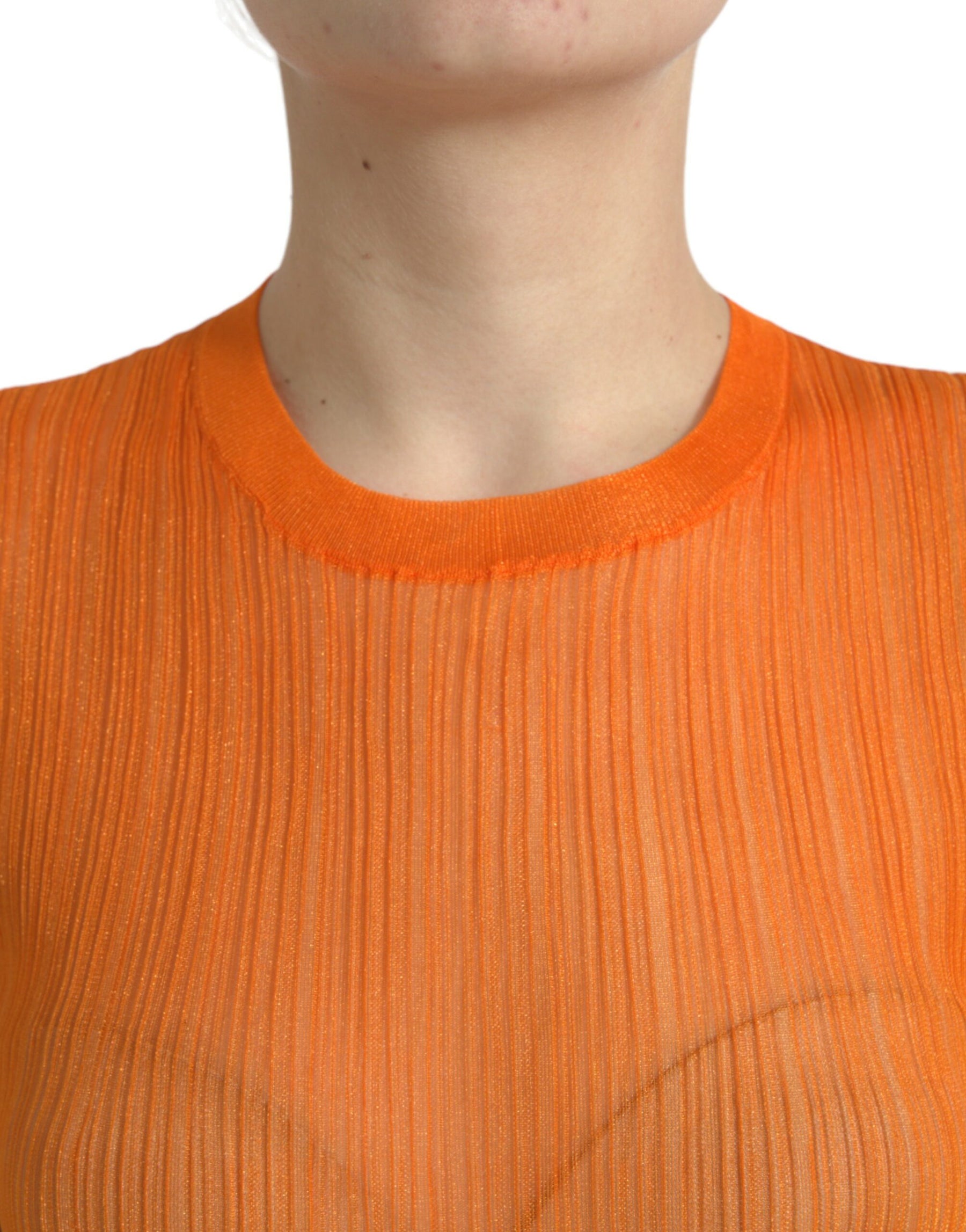 Dolce & Gabbana Orange See Through Crew Neck Blouse Tank Top | Regal Royce