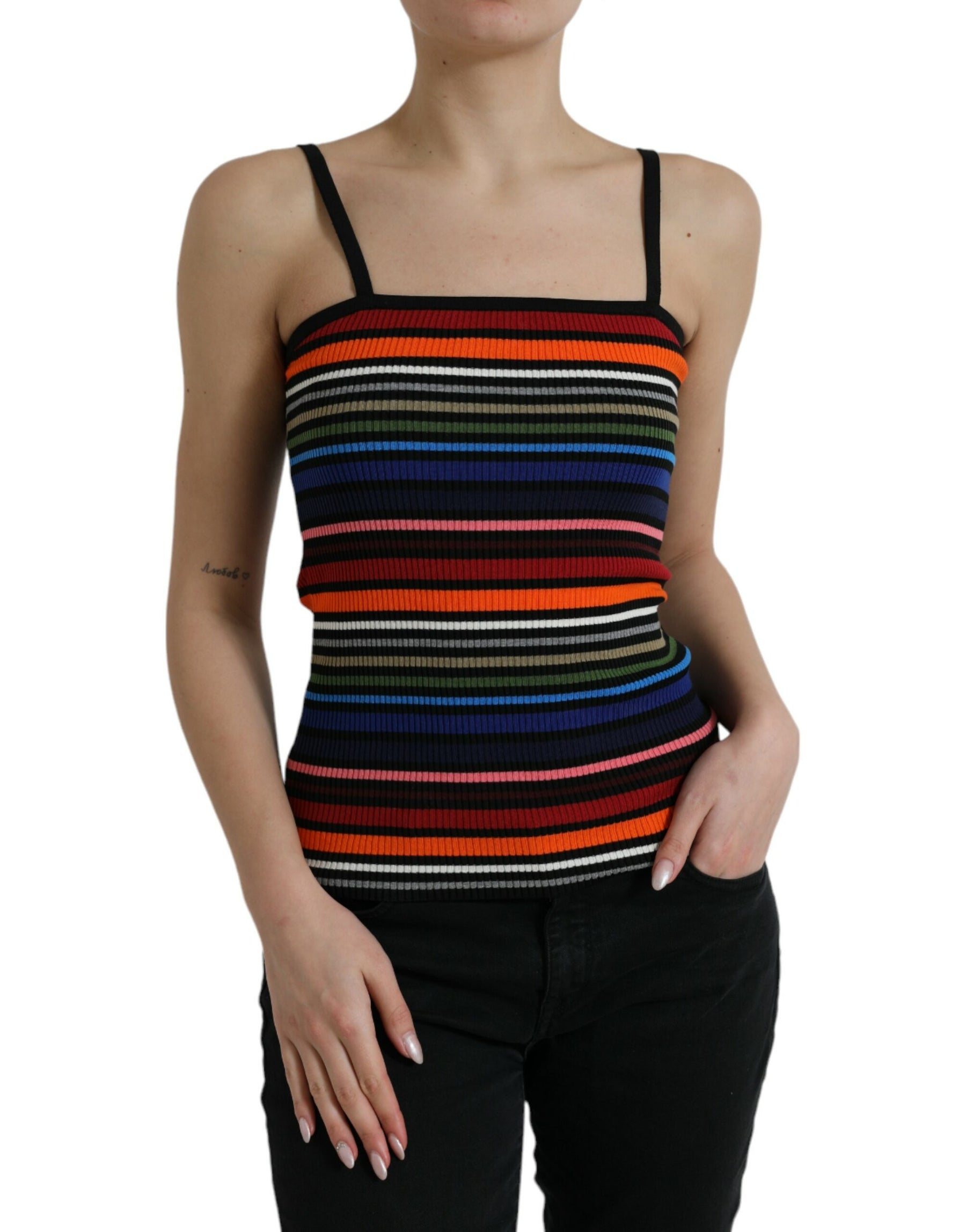 Dolce & Gabbana Multicolor Stripes Spaghetti Strap Tank Top | Regal Royce