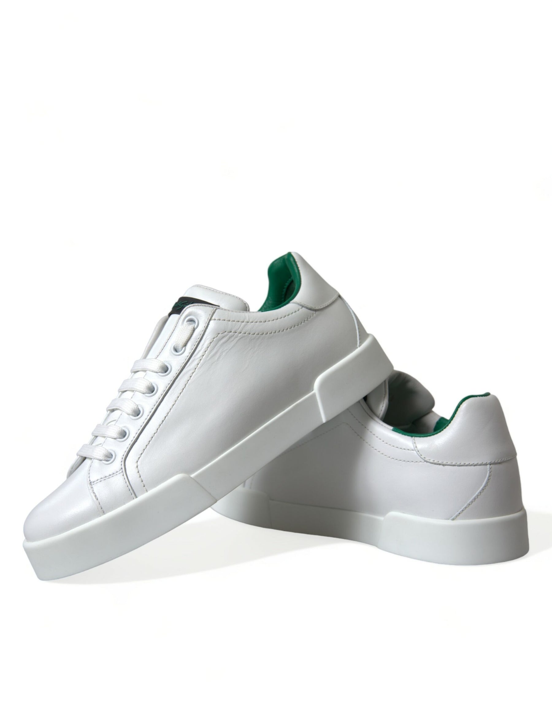 Dolce & Gabbana White Green Leather Portofino Sneakers Shoes | Regal Royce