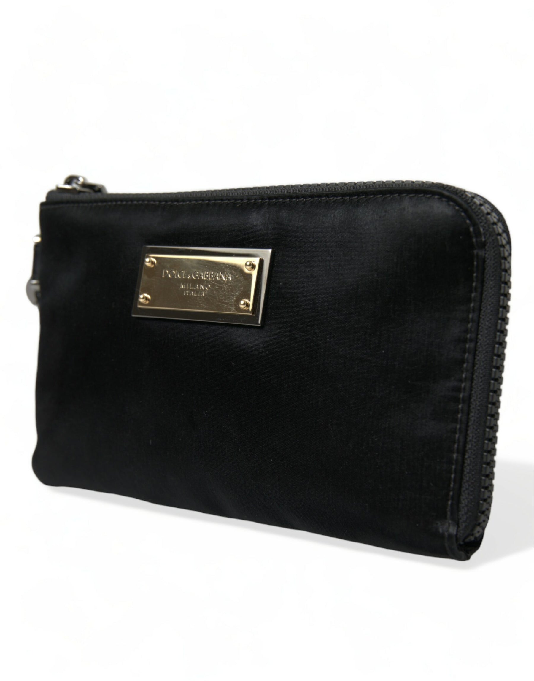 Dolce & Gabbana Black Nylon Logo Plaque Keyring Pouch Clutch Bag | Regal Royce