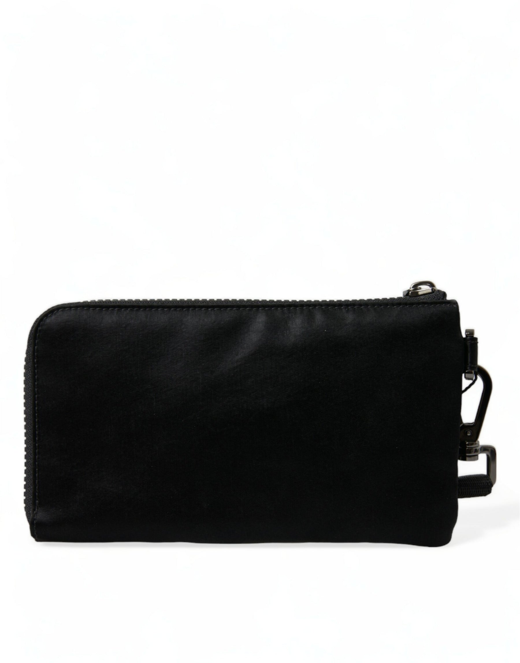 Dolce & Gabbana Black Nylon Logo Plaque Keyring Pouch Clutch Bag | Regal Royce