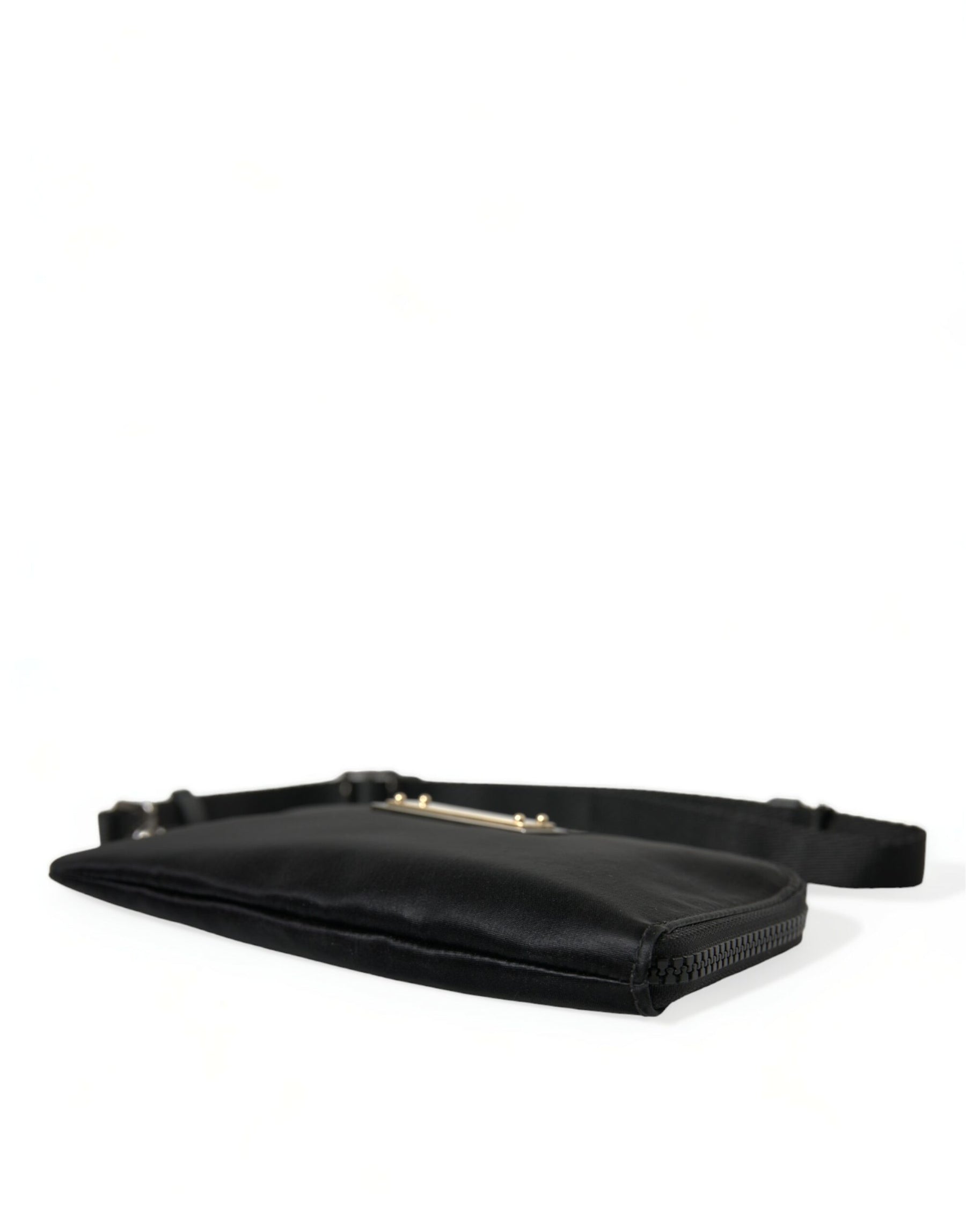 Dolce & Gabbana Black Nylon Logo Plaque Keyring Pouch Clutch Bag | Regal Royce