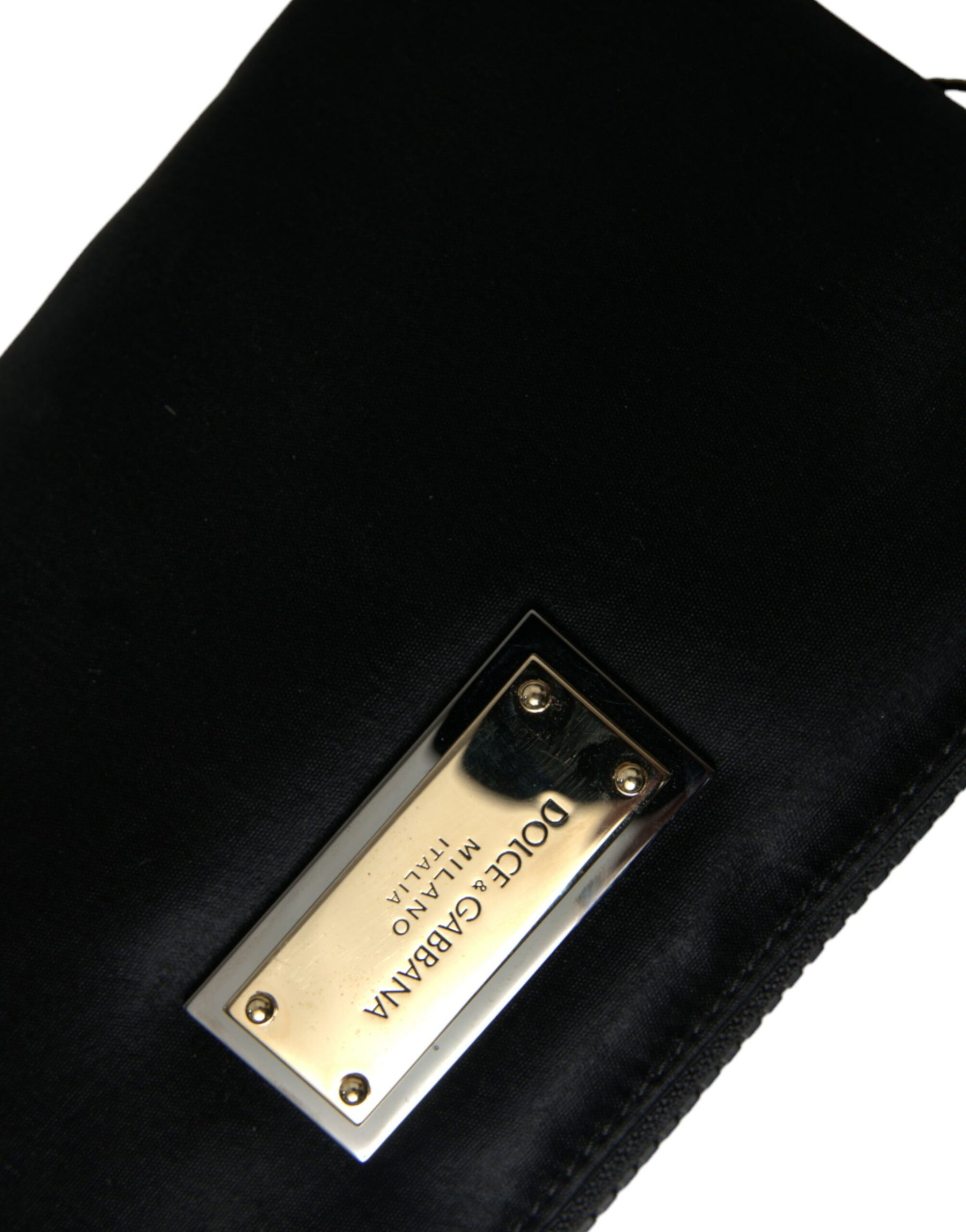 Dolce & Gabbana Black Nylon Logo Plaque Keyring Pouch Clutch Bag | Regal Royce