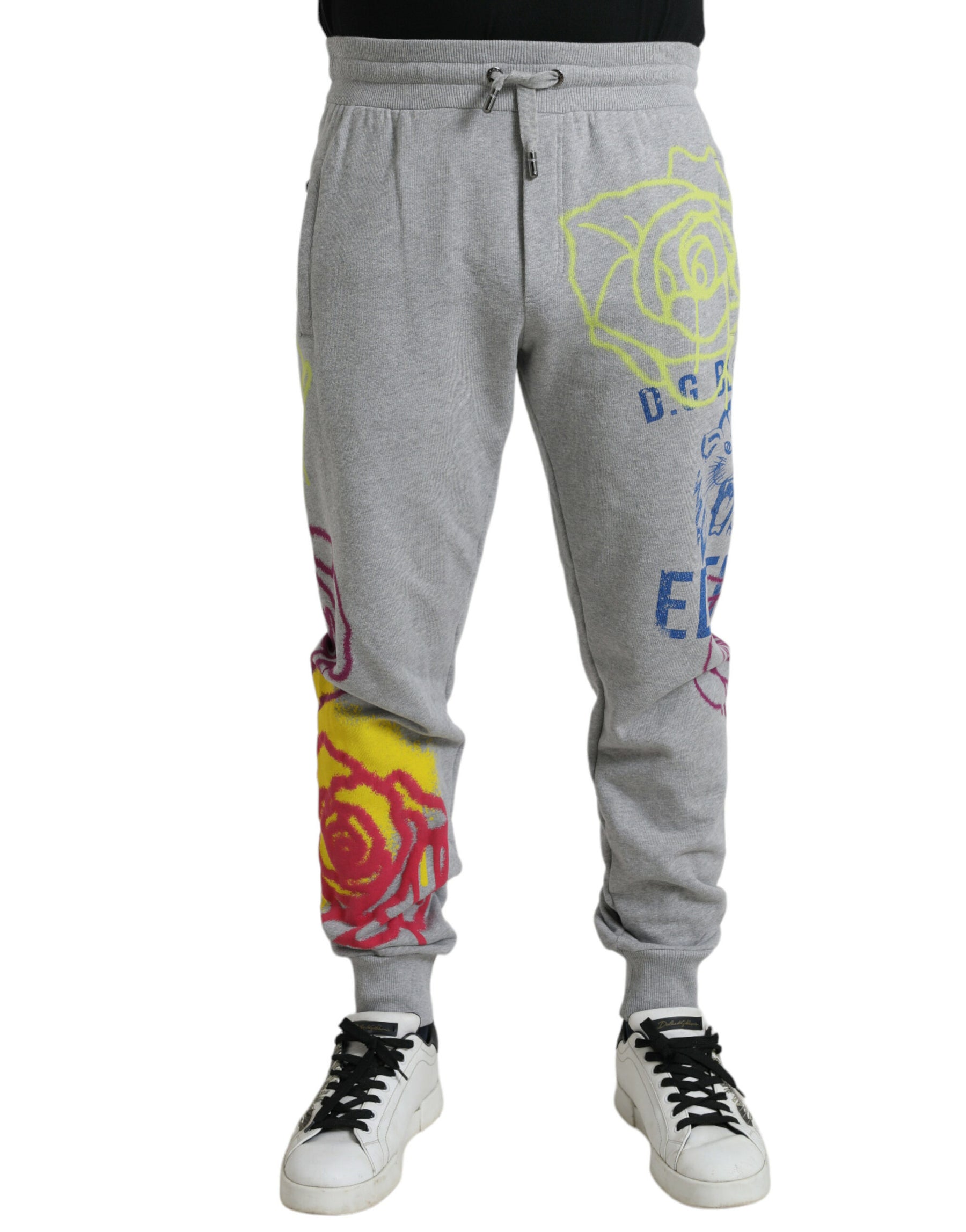 Dolce & Gabbana Gray Cotton Graffiti Sweatpants Jogger Pants | Regal Royce