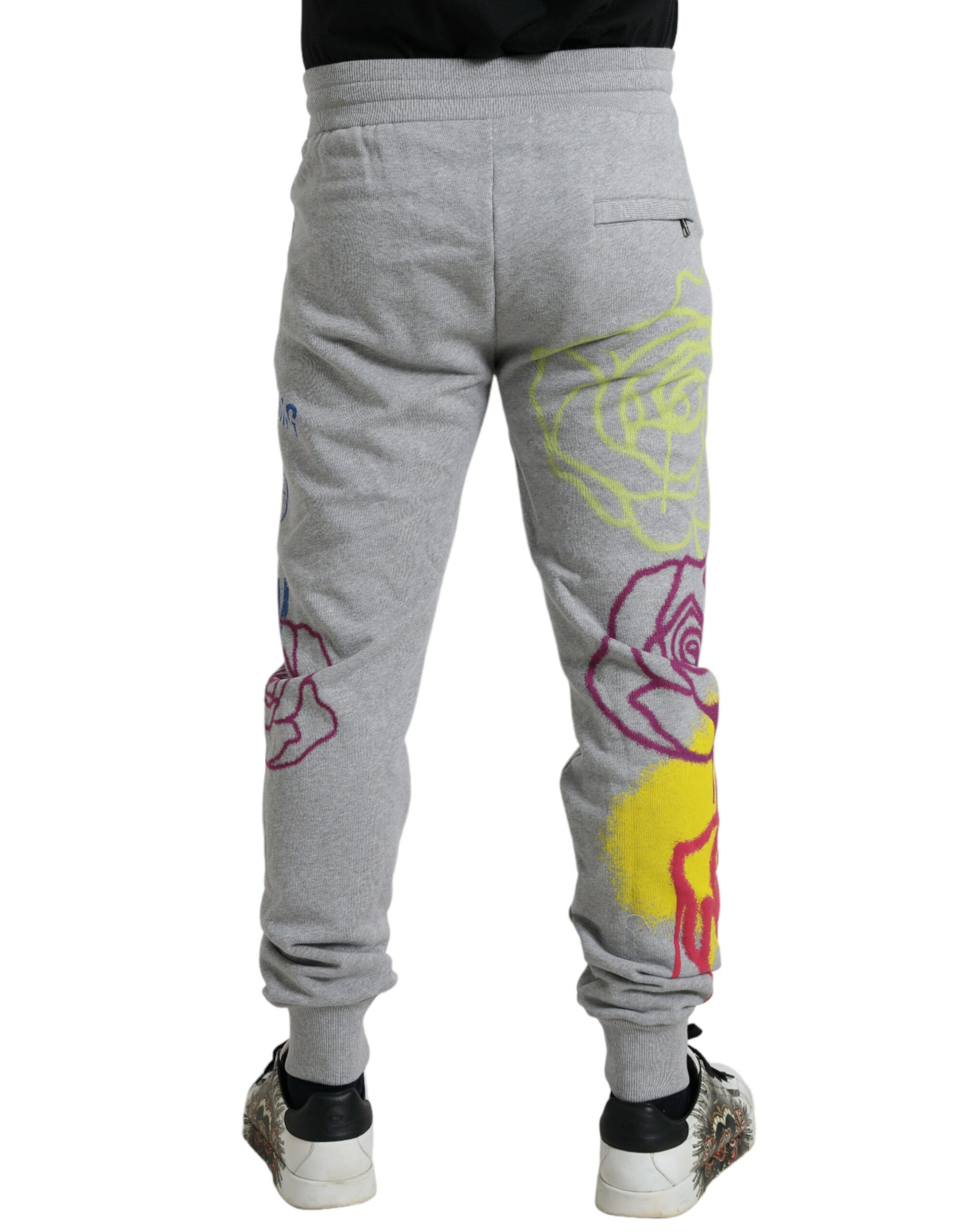 Dolce & Gabbana Gray Cotton Graffiti Sweatpants Jogger Pants | Regal Royce