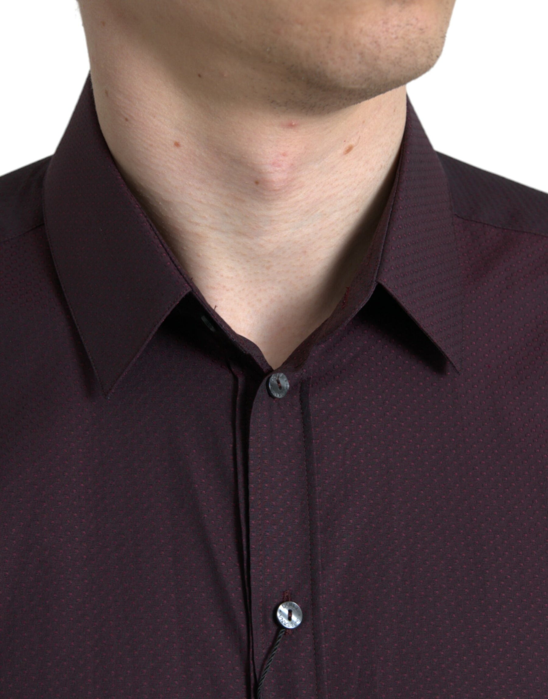 Dolce & Gabbana Maroon Jacquard Formal Dress MARTINI Shirt | Regal Royce