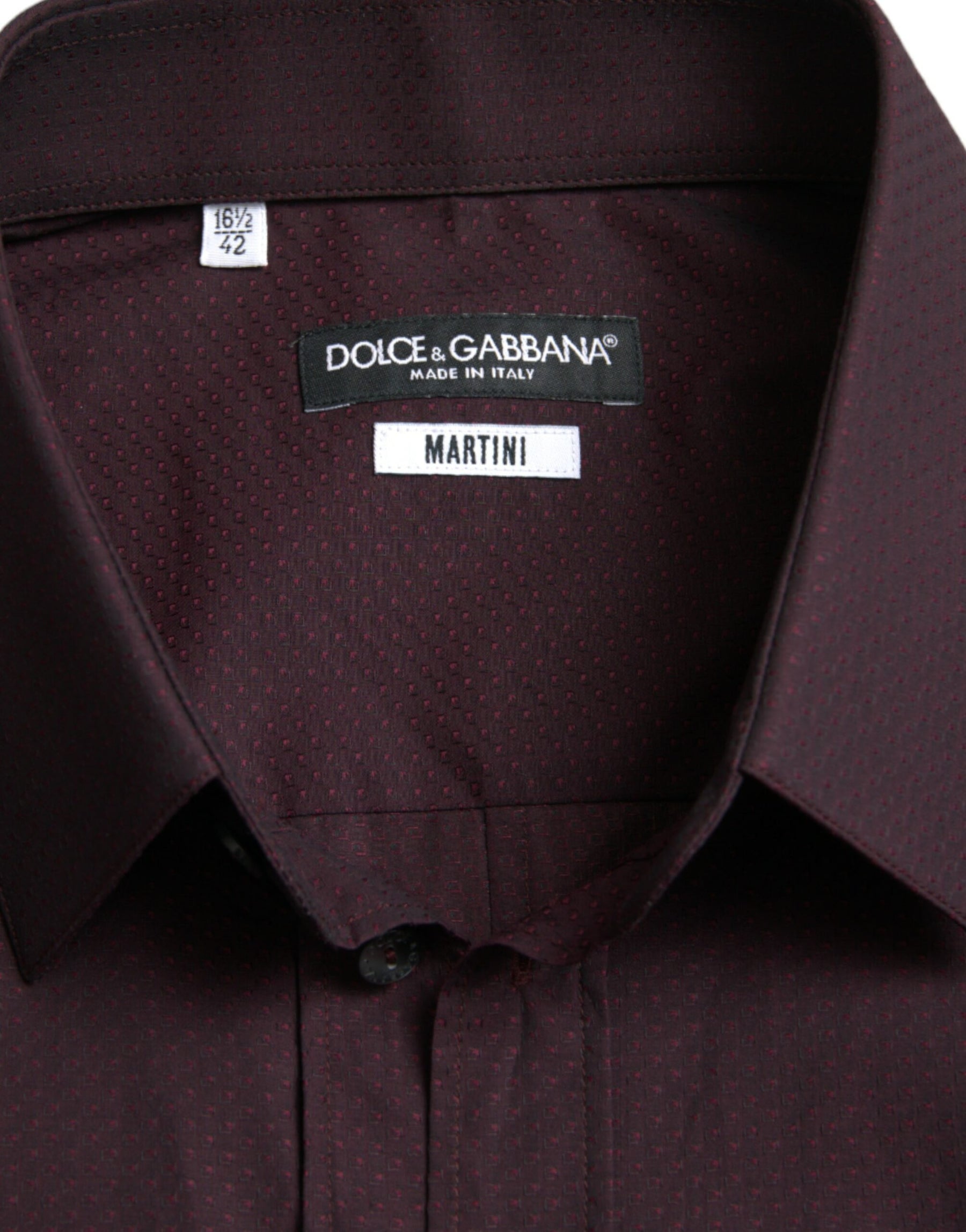 Dolce & Gabbana Maroon Jacquard Formal Dress MARTINI Shirt | Regal Royce