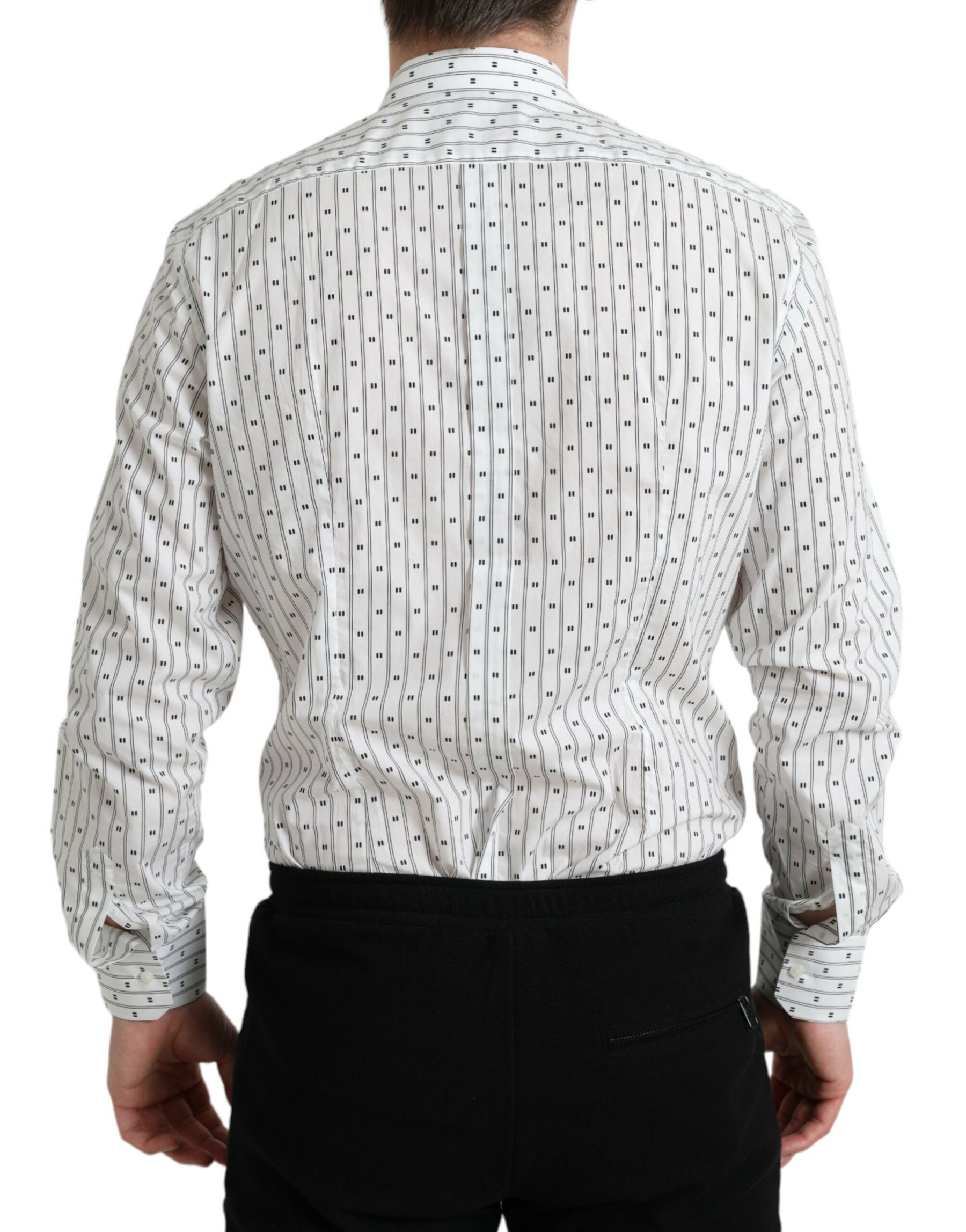 Dolce & Gabbana White Patterned Men GOLD Formal Dress Shirt | Regal Royce