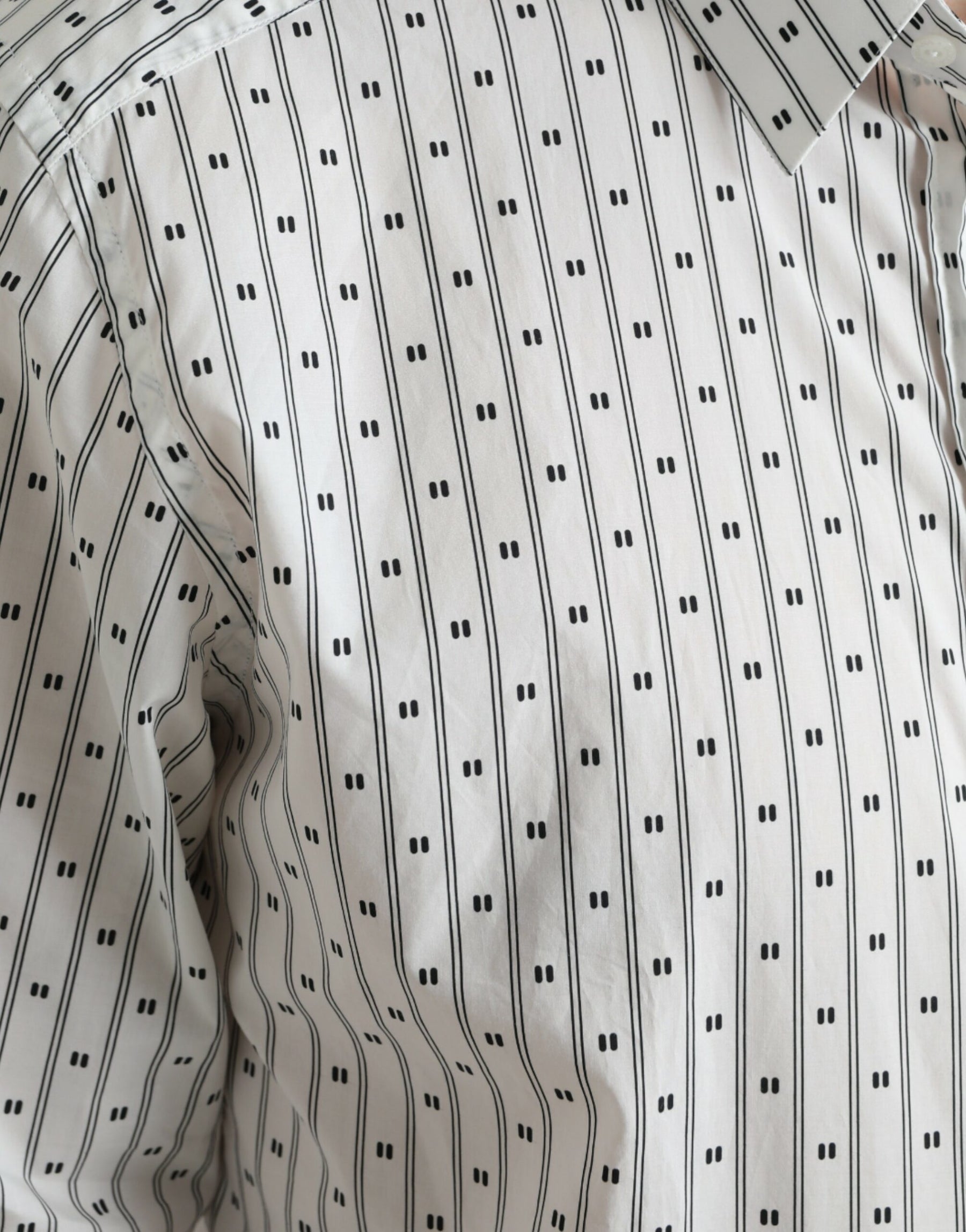 Dolce & Gabbana White Patterned Men GOLD Formal Dress Shirt | Regal Royce