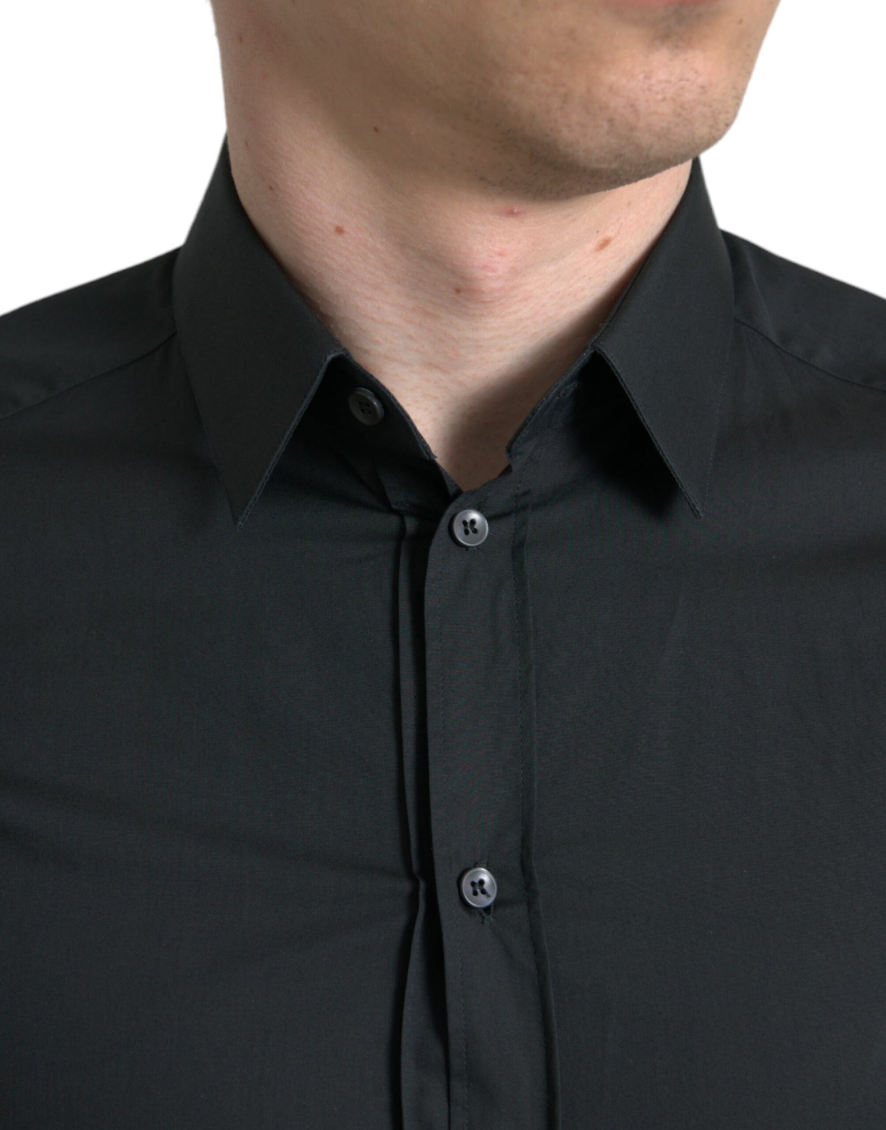 Dolce & Gabbana Black Cotton Silk Formal GOLD Dress Shirt | Regal Royce
