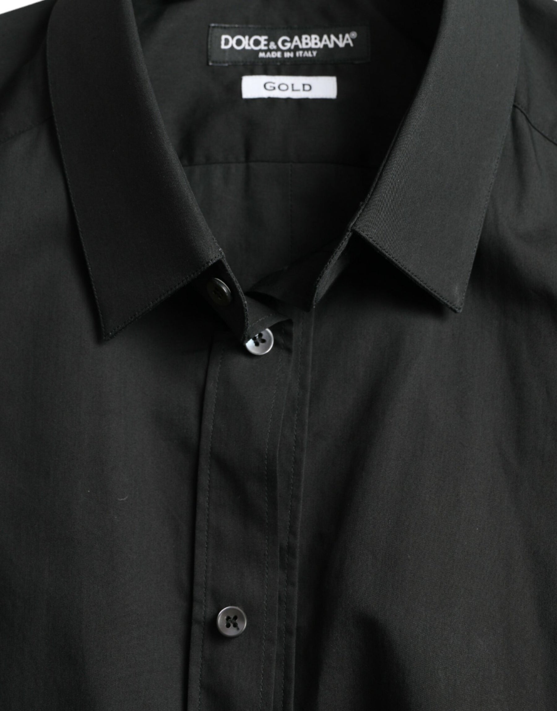 Dolce & Gabbana Black Cotton Silk Formal GOLD Dress Shirt | Regal Royce