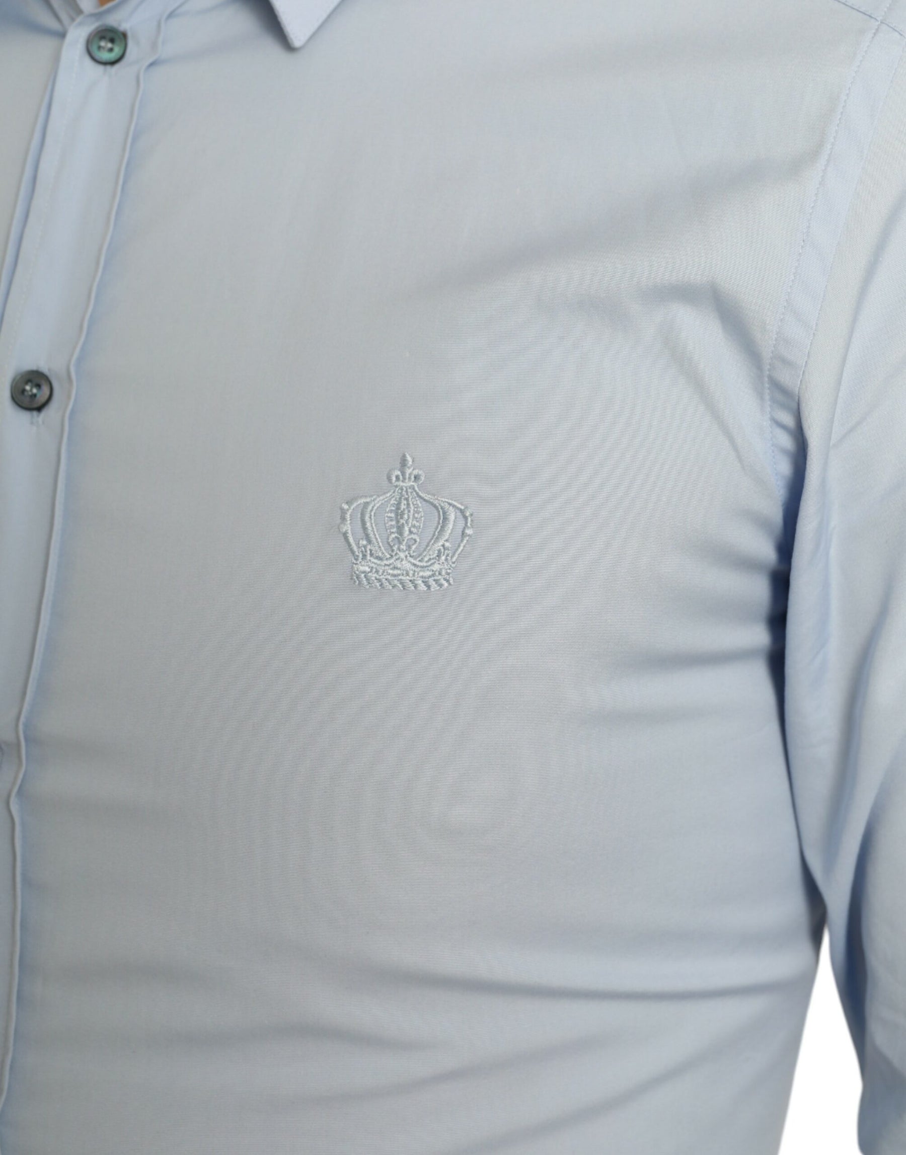 Dolce & Gabbana Sky Blue Cotton Men Formal GOLD Dress Shirt | Regal Royce