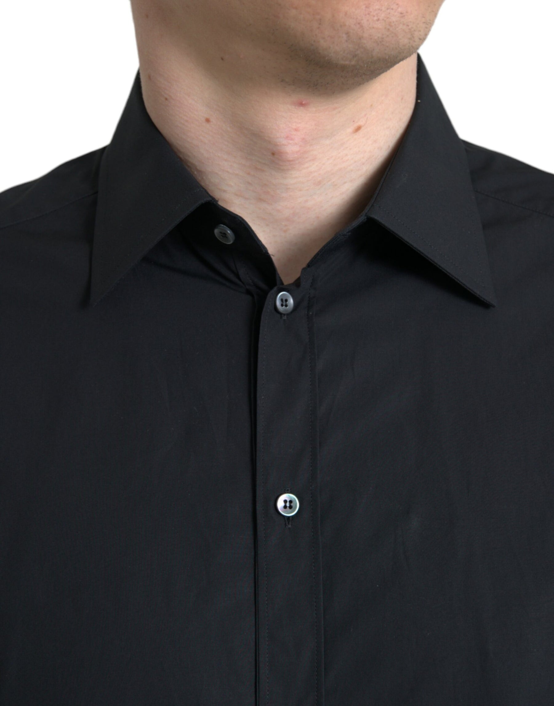 Dolce & Gabbana Black Cotton Men Formal GOLD Dress Shirt | Regal Royce