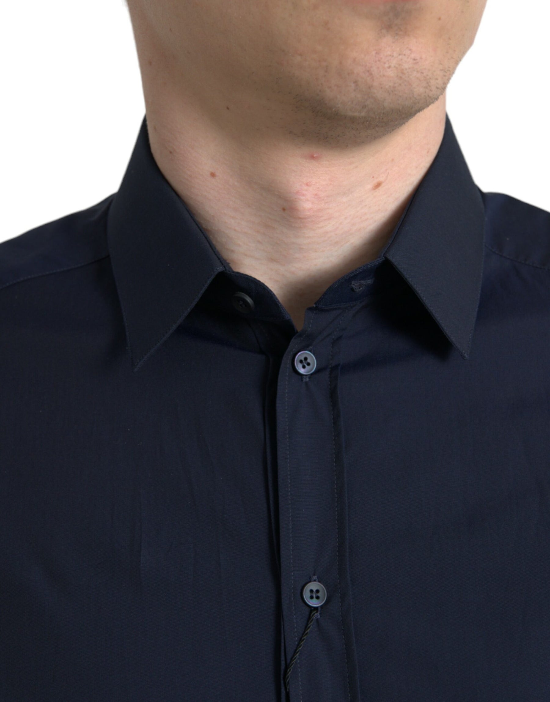 Dolce & Gabbana Navy Blue Slim Fit Formal GOLD Dress Shirt | Regal Royce
