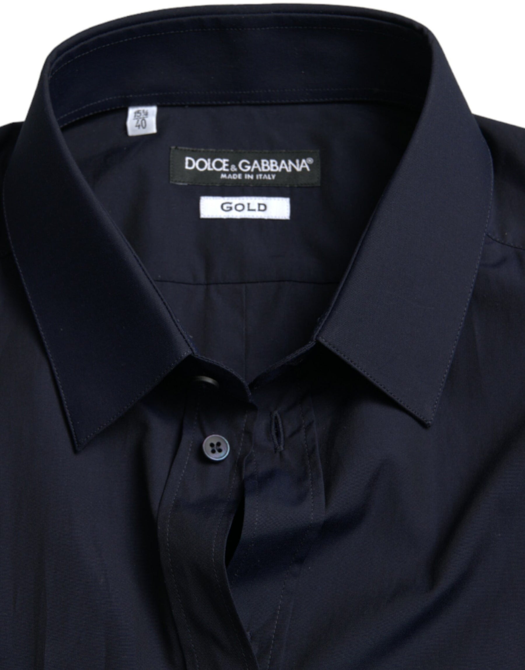 Dolce & Gabbana Navy Blue Slim Fit Formal GOLD Dress Shirt | Regal Royce