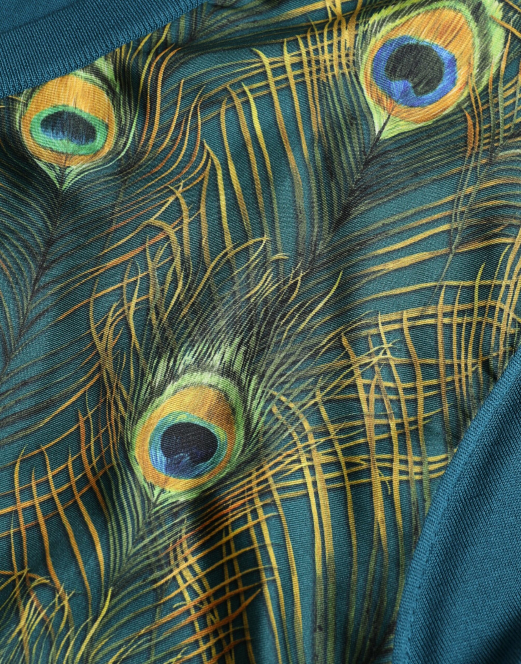 Dolce & Gabbana Green Peacock Feather Pullover Sweater | Regal Royce