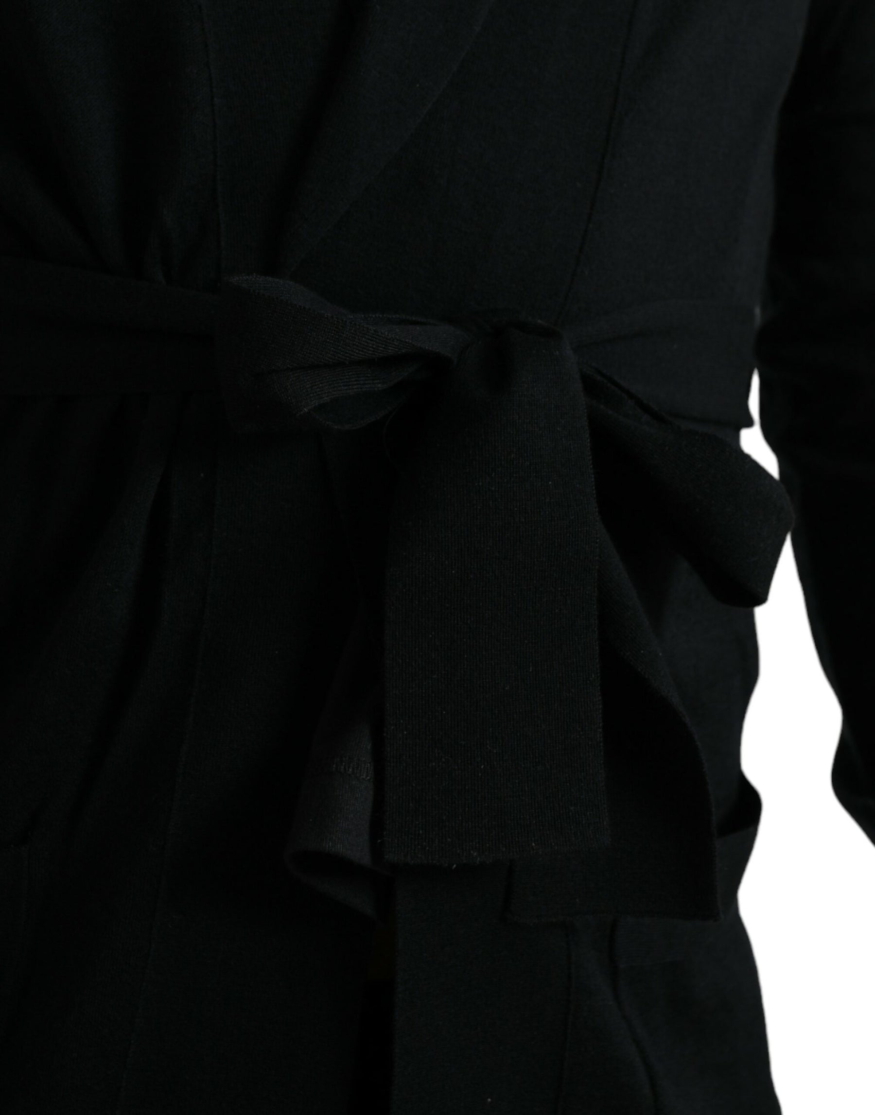 Dolce & Gabbana Black Cashmere Long Sleeves Belted Wrap Robe | Regal Royce