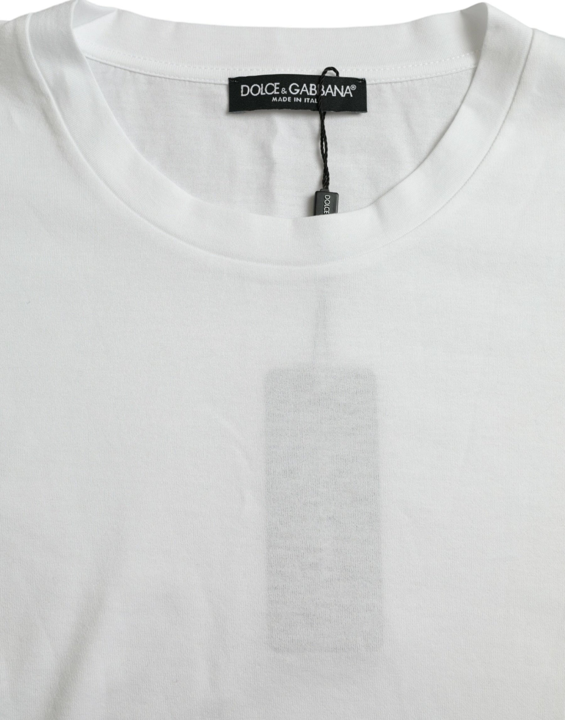 Dolce & Gabbana White Cotton Short Sleeves Crewneck T-shirt | Regal Royce
