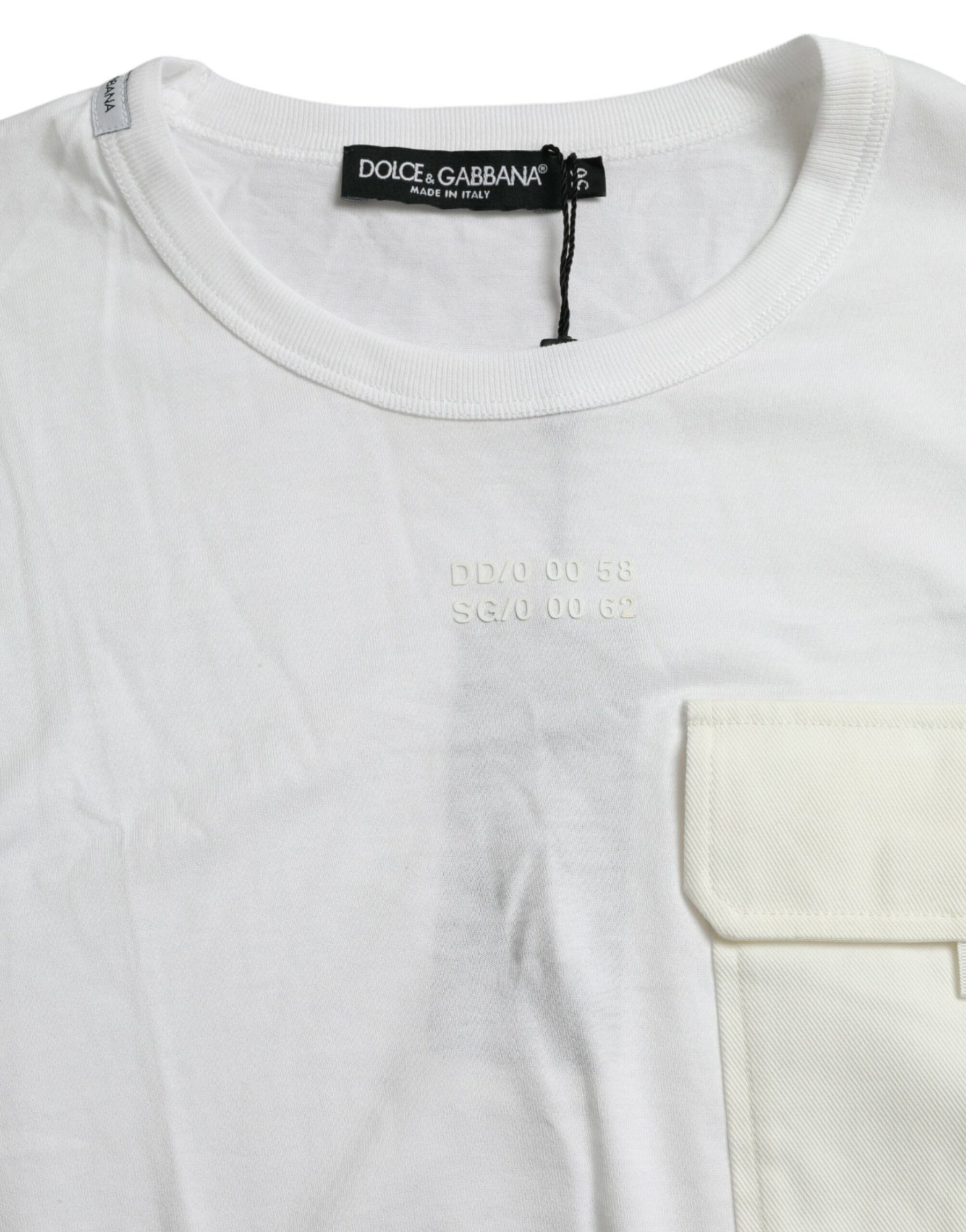 Dolce & Gabbana White Cotton Pocket Short Sleeves T-shirt | Regal Royce