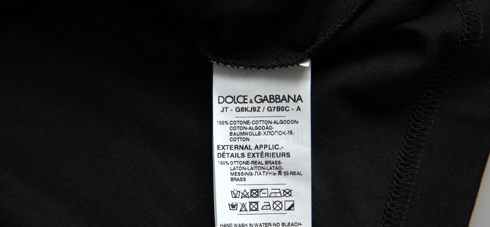 Dolce & Gabbana Black Silver Chain Short Sleeve T-shirt | Regal Royce
