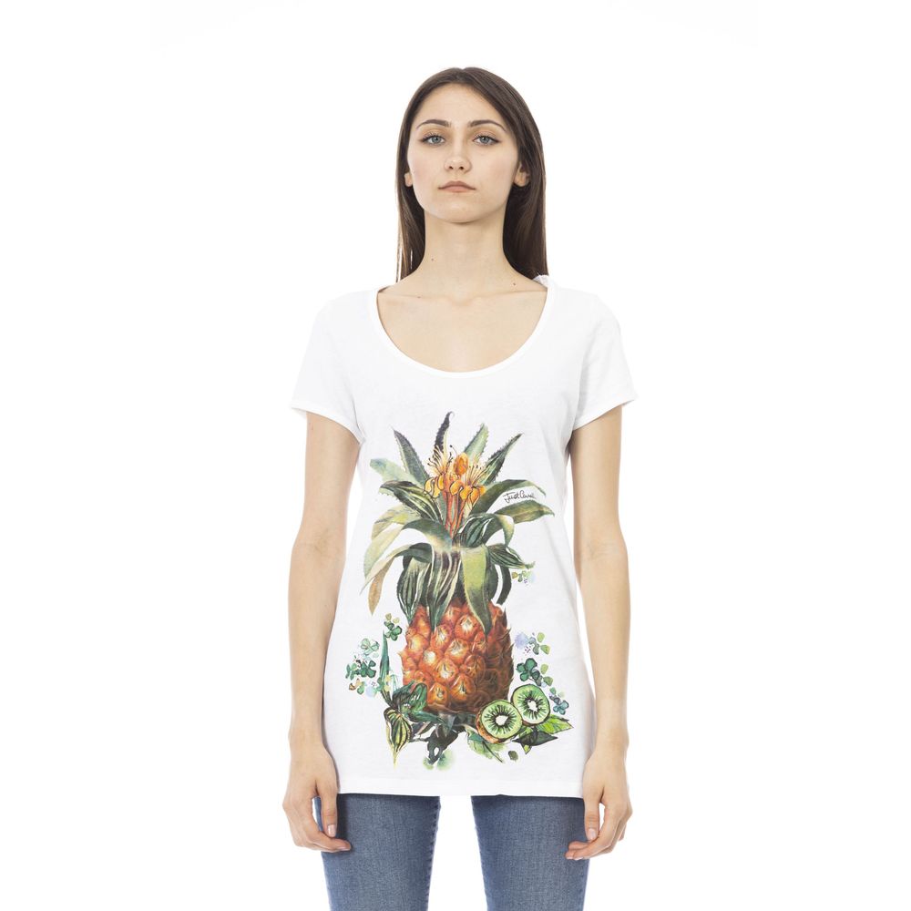 Just Cavalli White Cotton Women T-Shirt | Regal Royce