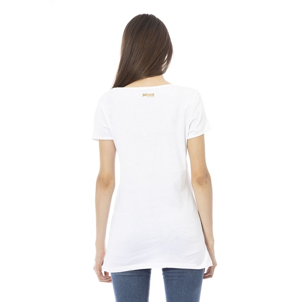 Just Cavalli White Cotton Women T-Shirt | Regal Royce