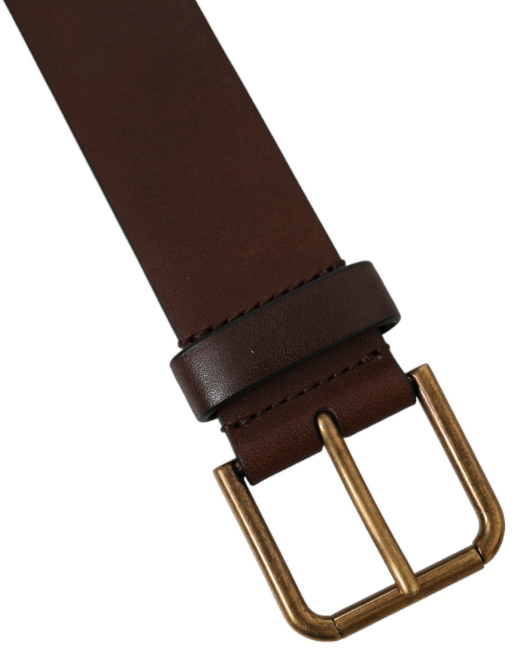 Dolce & Gabbana Brown Calf Leather Gold Metal Buckle Belt | Regal Royce