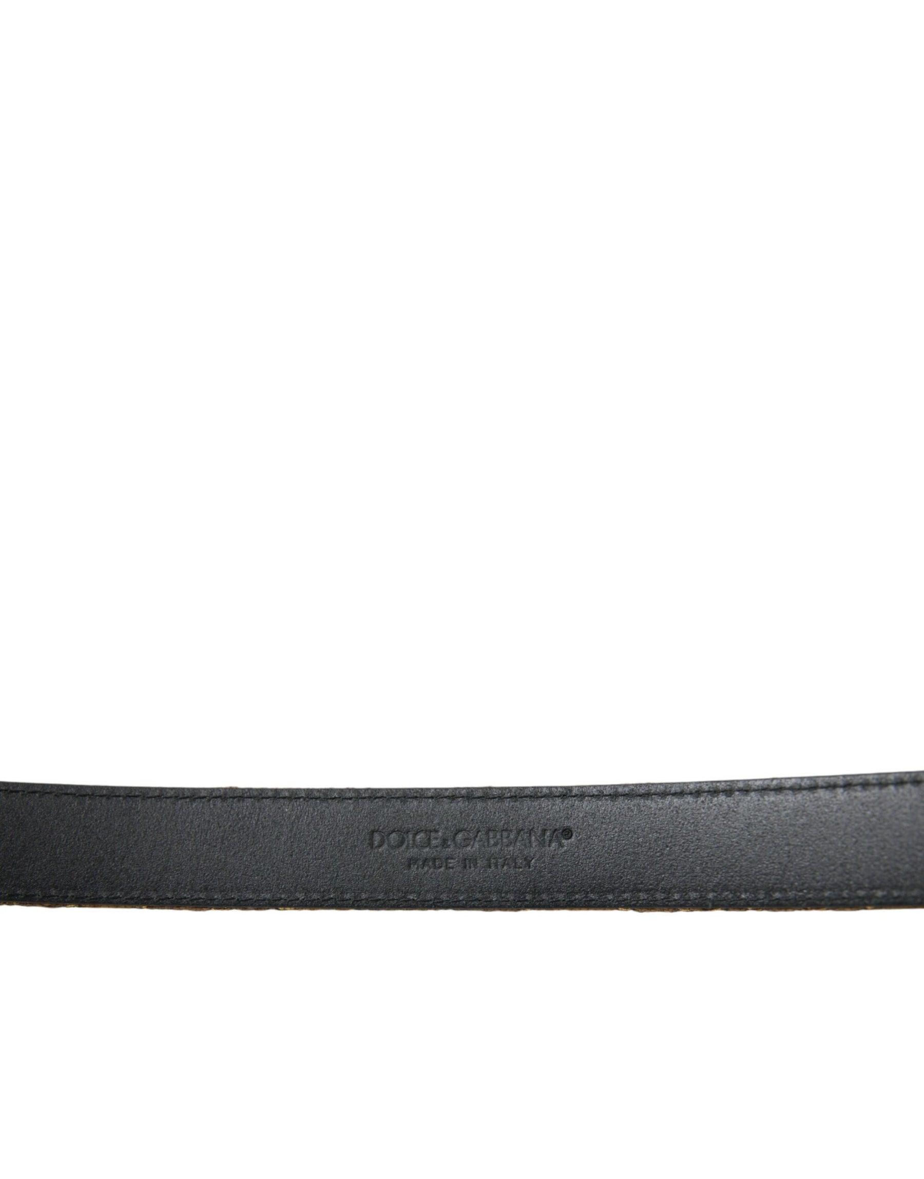 Dolce & Gabbana Gold Leather Jacquard Silver Metal Buckle Belt | Regal Royce