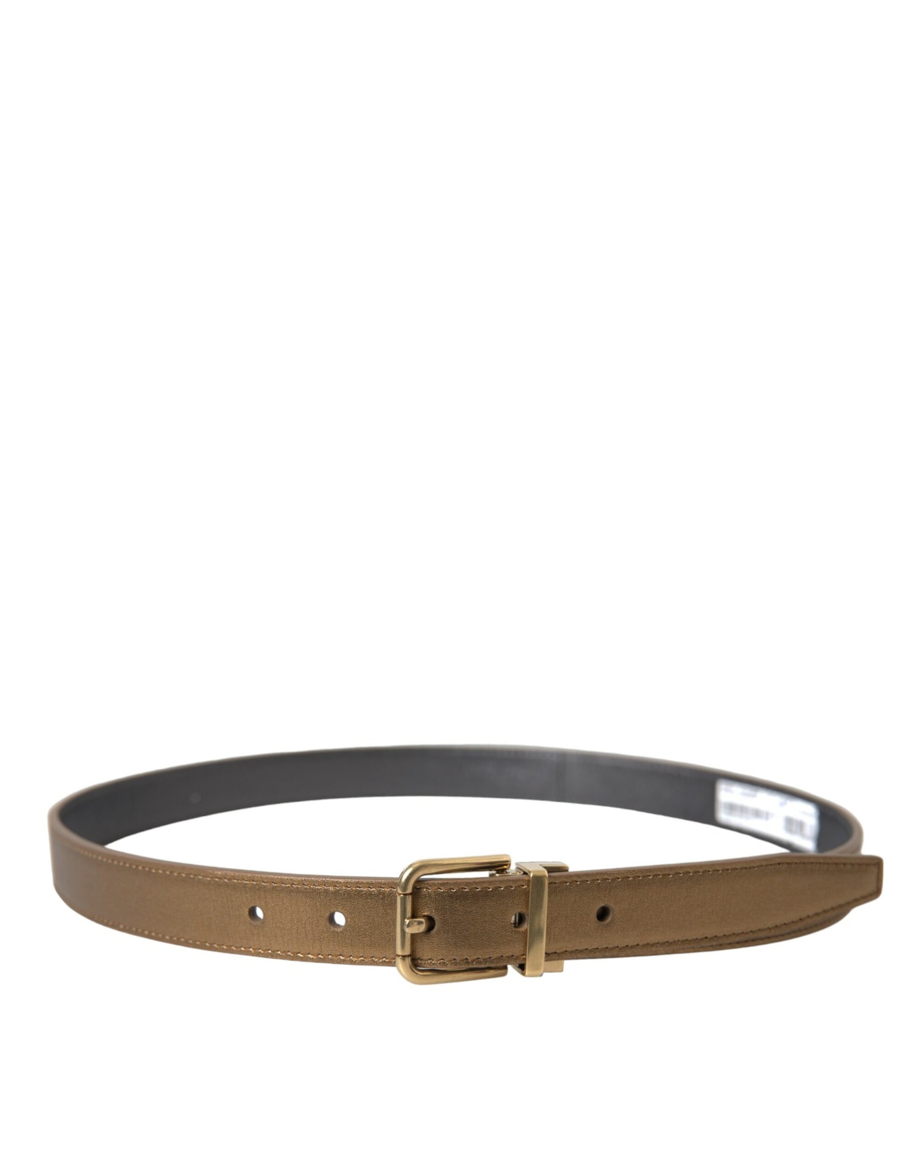 Dolce & Gabbana Metallic Gold Calf Leather Metal Buckle Belt | Regal Royce