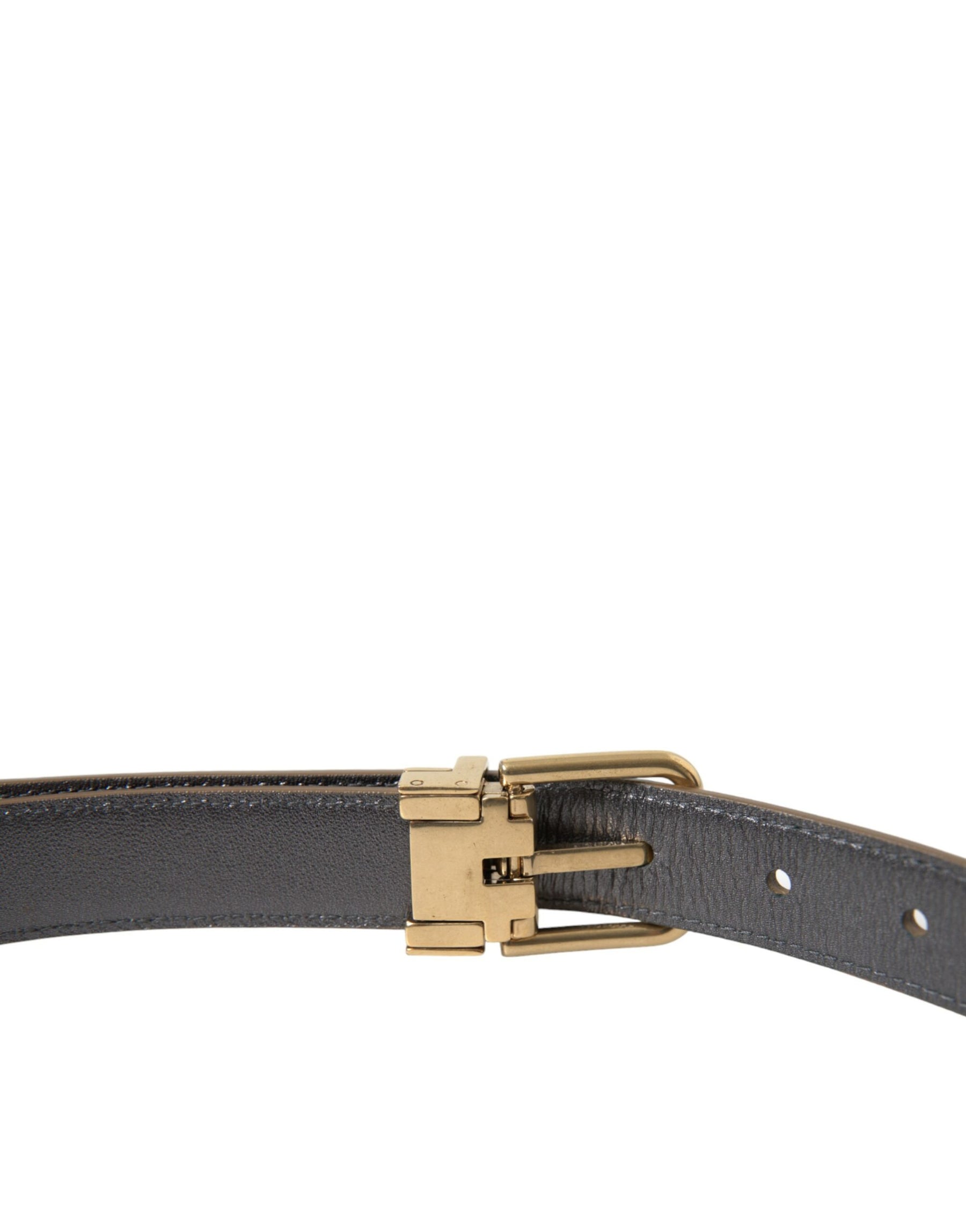 Dolce & Gabbana Metallic Gold Calf Leather Metal Buckle Belt | Regal Royce