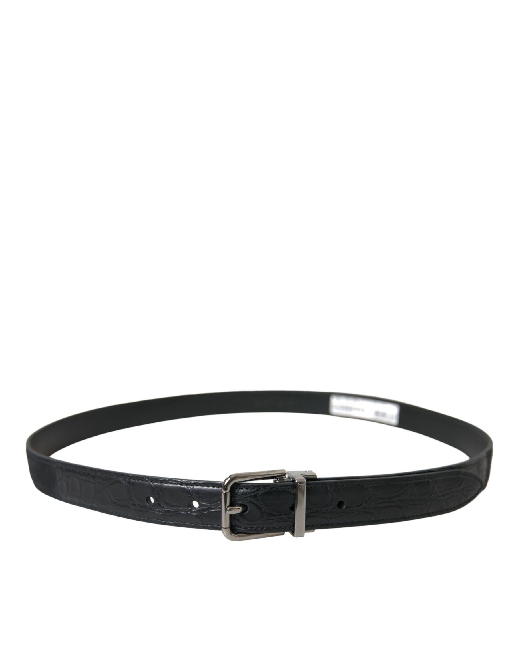Dolce & Gabbana Black Leather Silver Metal Buckle Belt | Regal Royce