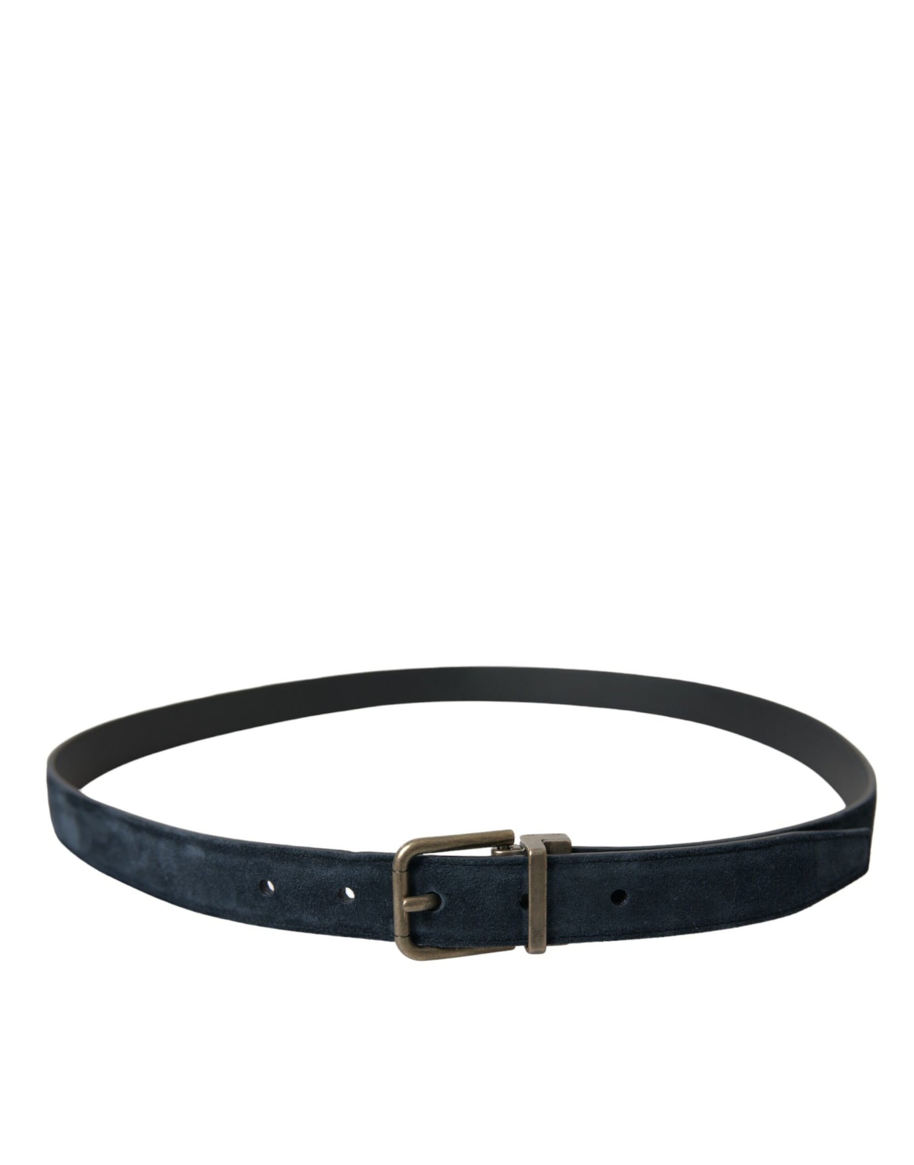 Dolce & Gabbana Blue Suede Leather Gold Metal Buckle Belt | Regal Royce