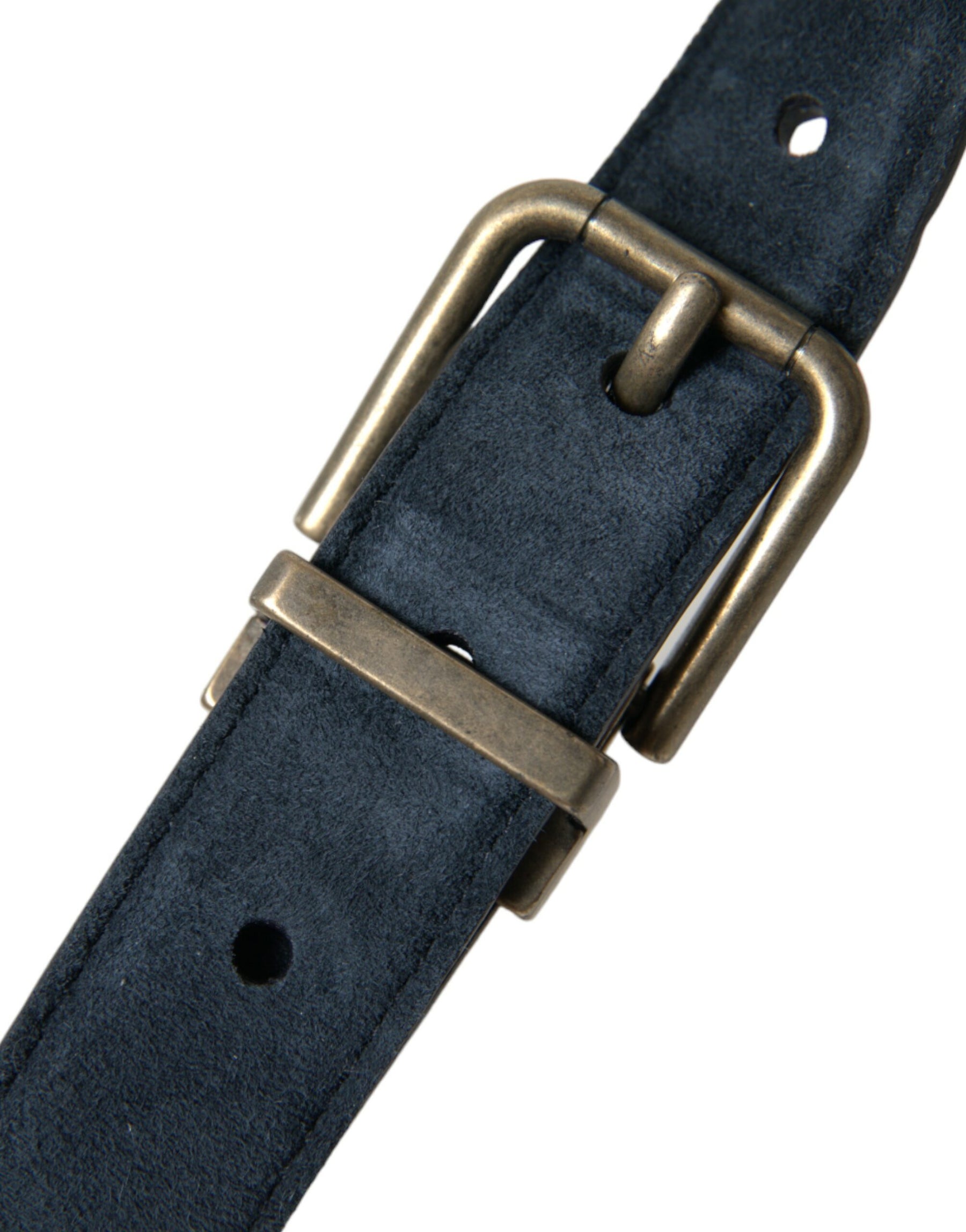 Dolce & Gabbana Blue Suede Leather Gold Metal Buckle Belt | Regal Royce