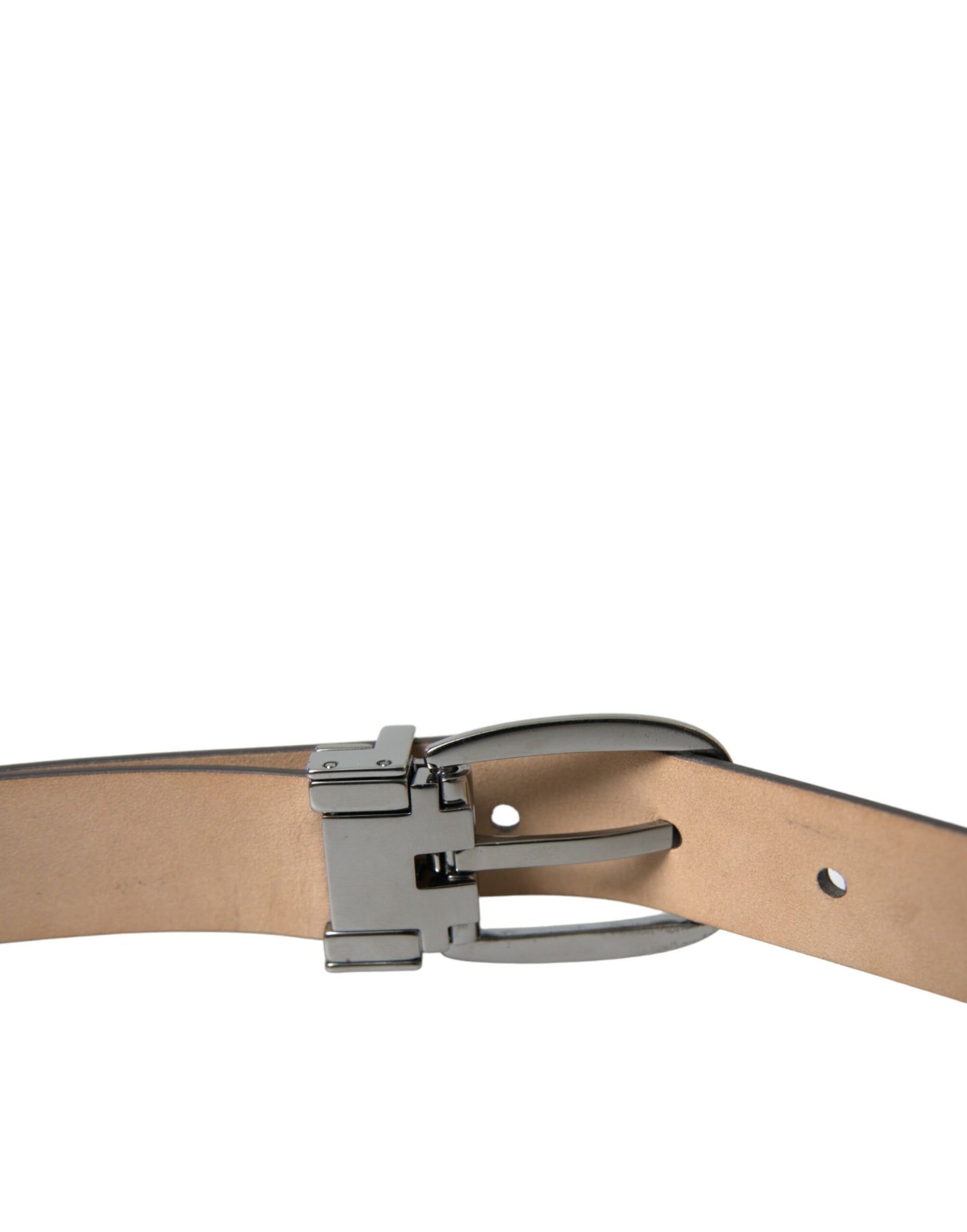 Dolce & Gabbana Dark Brown Leather Silver Metal Buckle Belt | Regal Royce