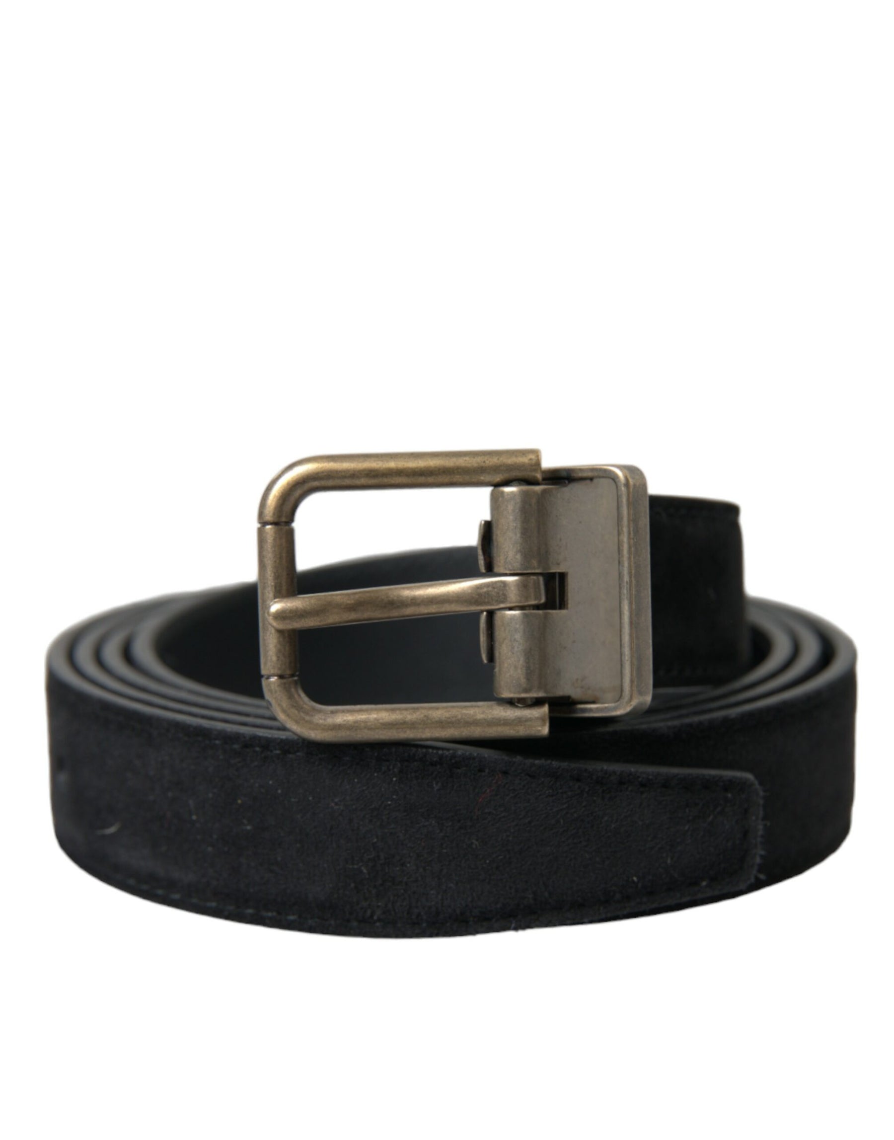 Dolce & Gabbana Black Suede Leather Gold Metal Buckle Belt | Regal Royce