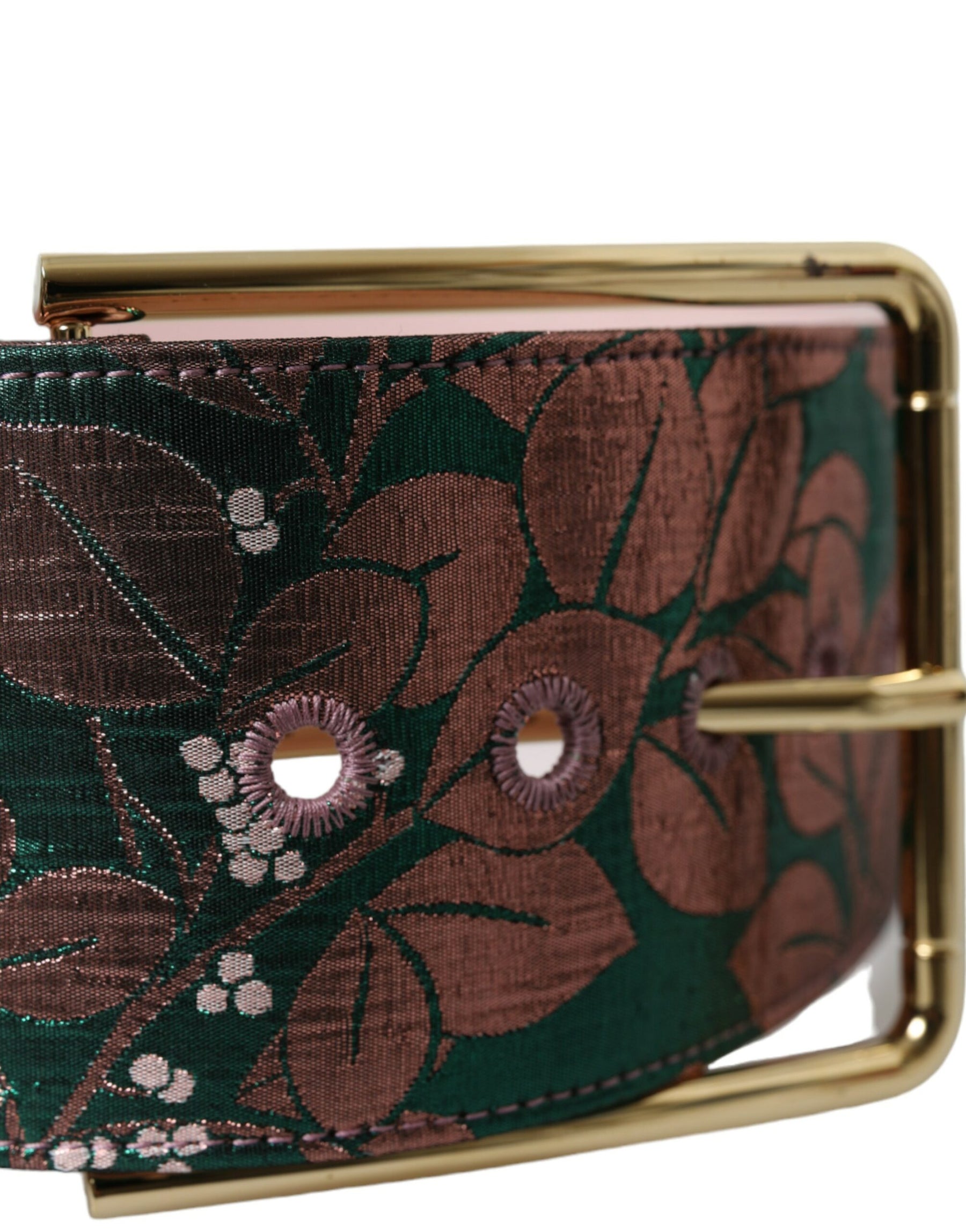 Dolce & Gabbana Multicolor Floral Jacquard Lurex Gold Buckle Belt | Regal Royce