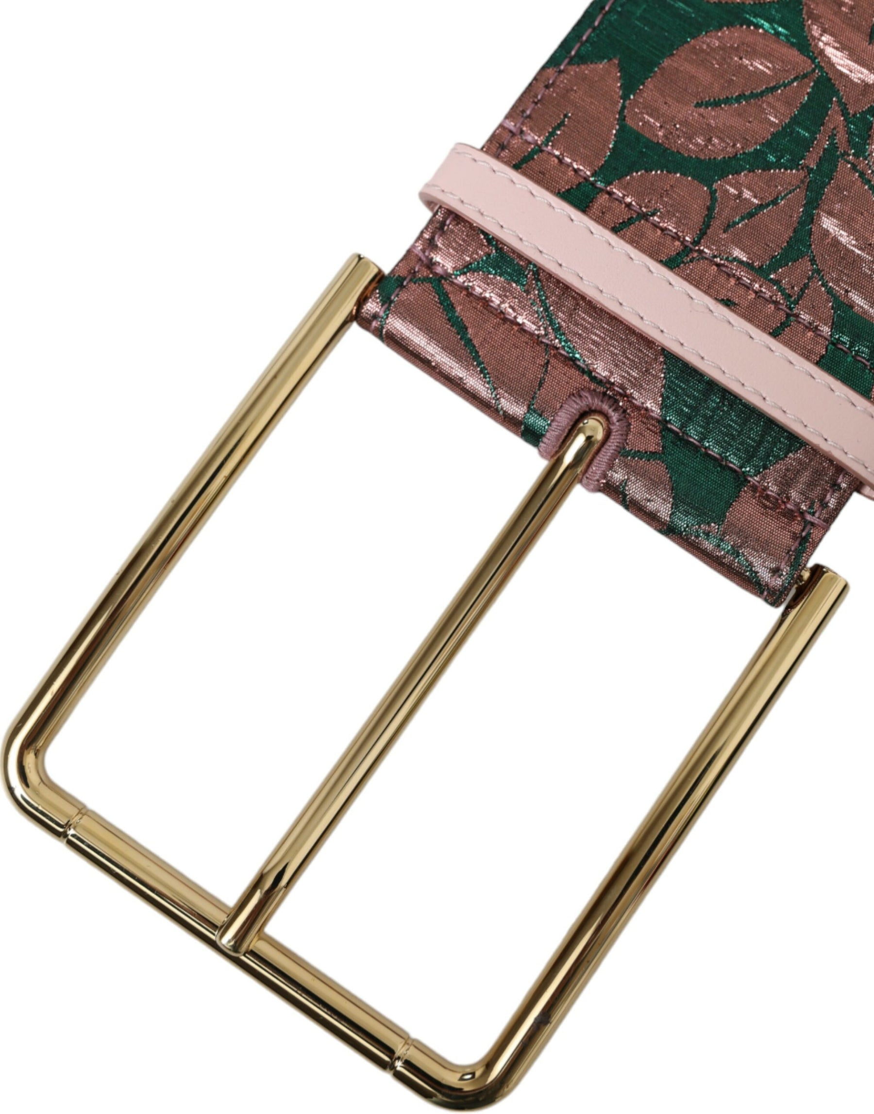 Dolce & Gabbana Multicolor Floral Jacquard Lurex Gold Buckle Belt | Regal Royce