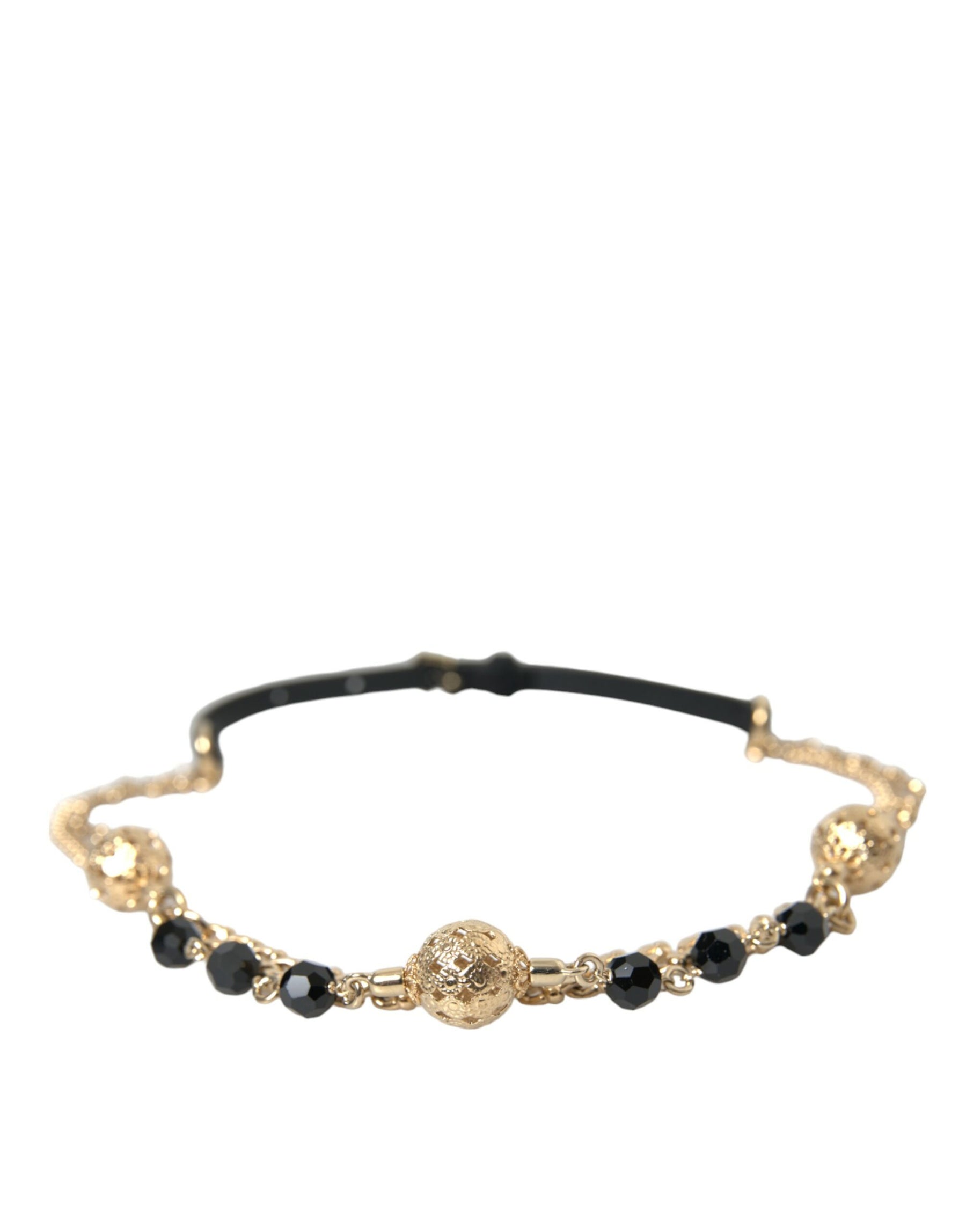 Dolce & Gabbana Black Suede Gold Chain Crystal Waist Belt | Regal Royce