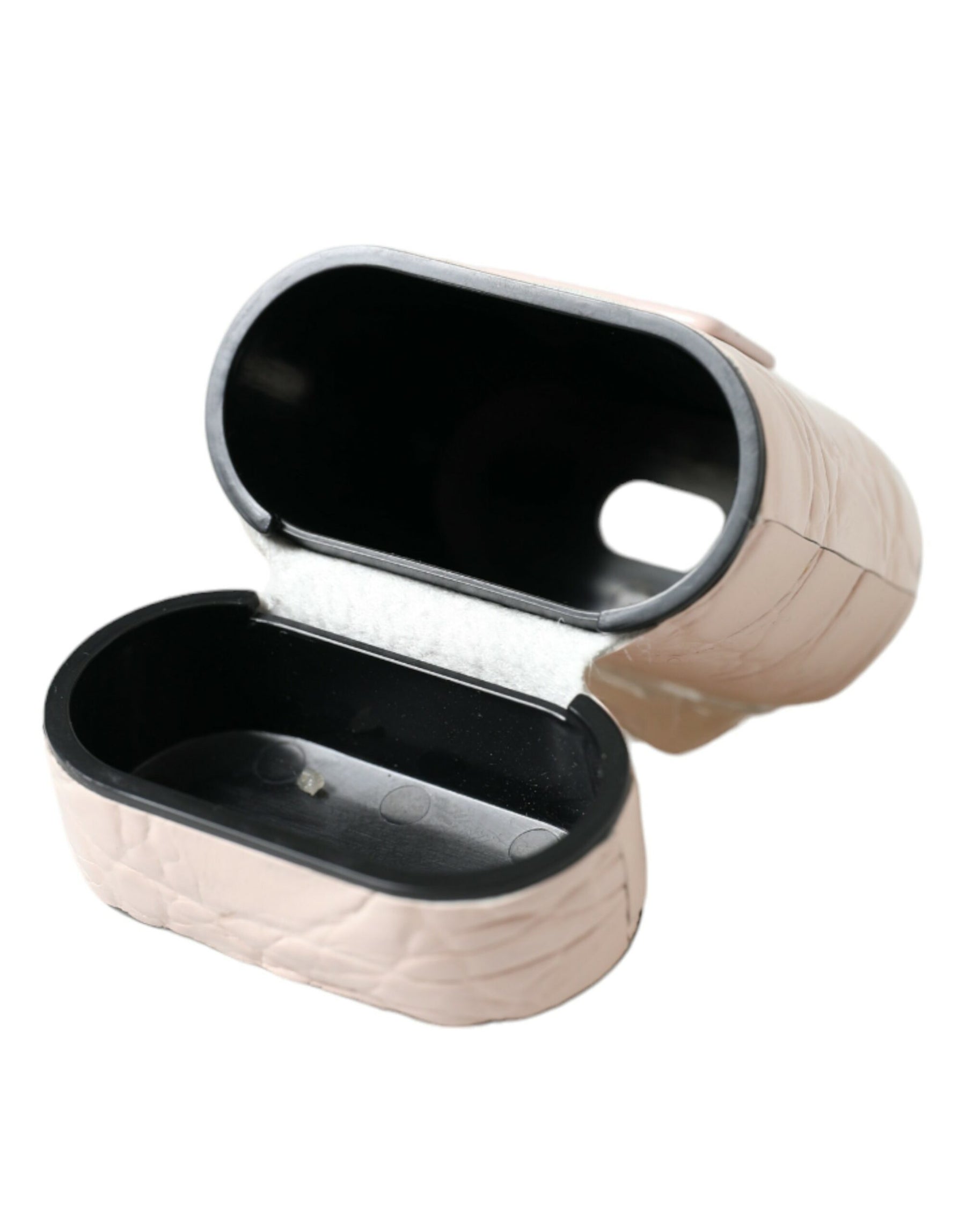 Dolce & Gabbana Light Pink Calf Leather Metal Logo Plaque Airpods Case | Regal Royce