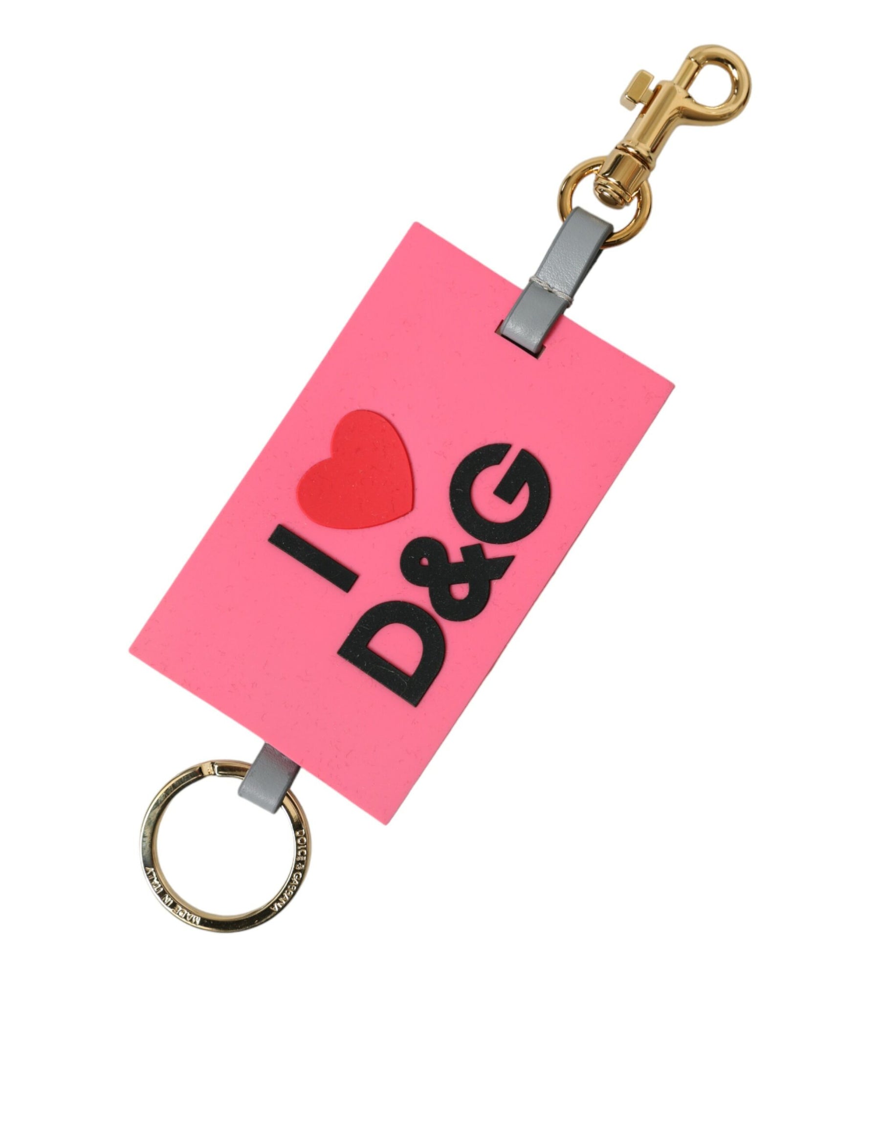 Dolce & Gabbana Pink Silicone DG Logo Gold Brass Keychain | Regal Royce