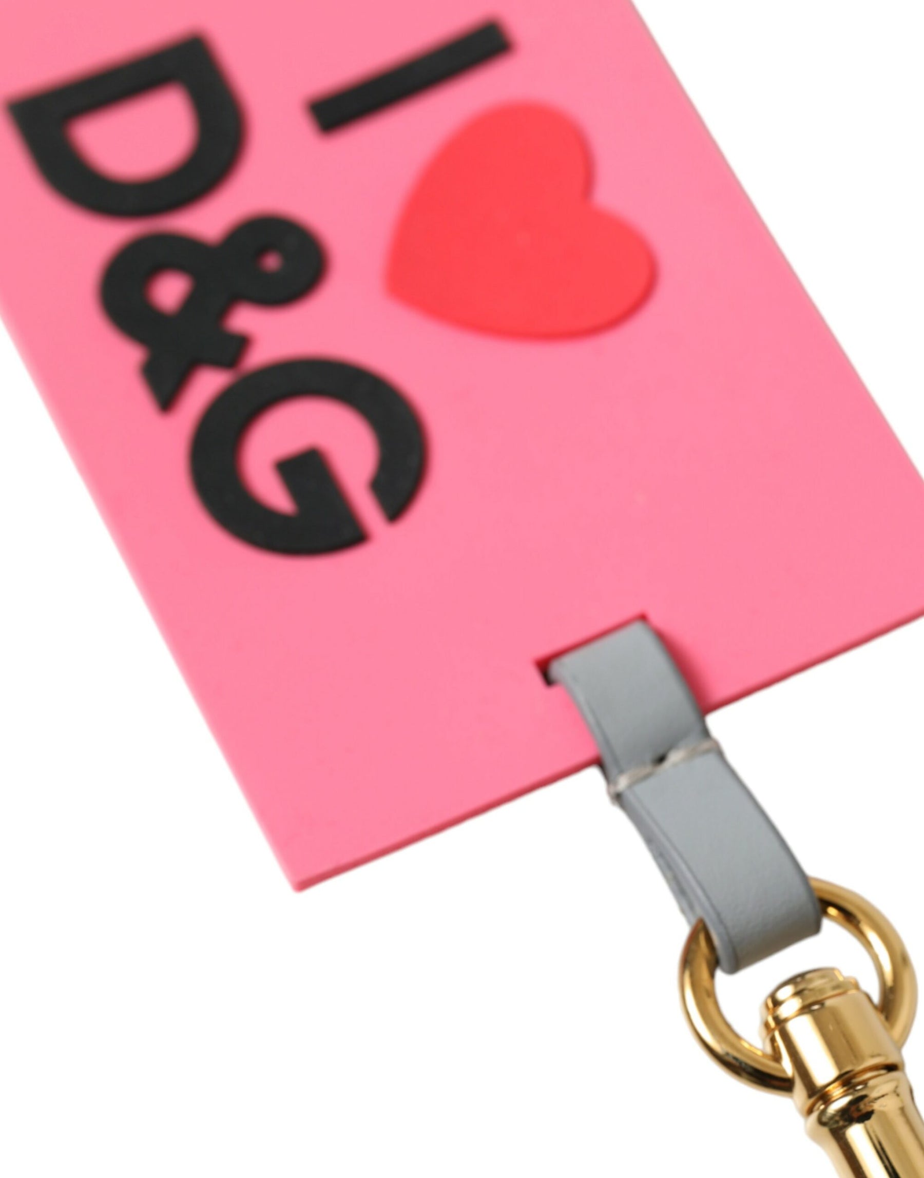 Dolce & Gabbana Pink Silicone DG Logo Gold Brass Keychain | Regal Royce