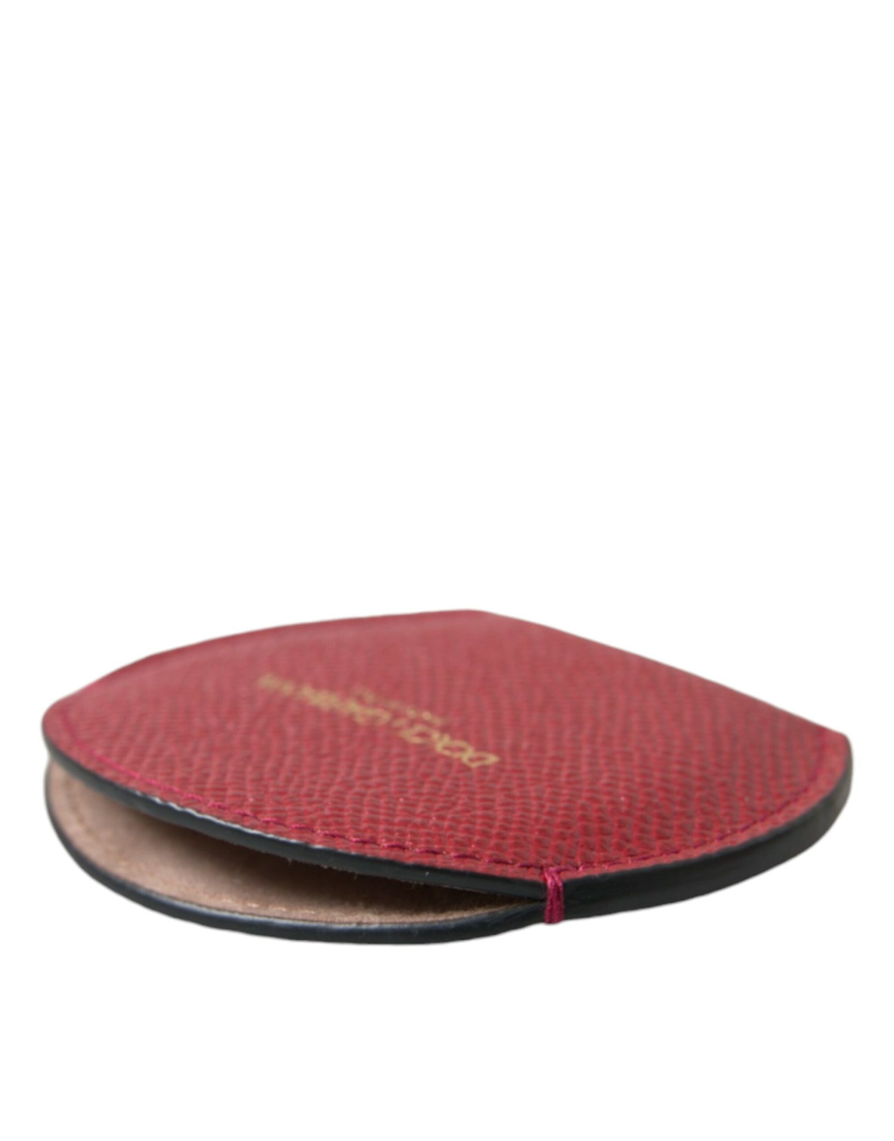 Dolce & Gabbana Red Calfskin Leather Round Logo Hand Mirror Holder | Regal Royce