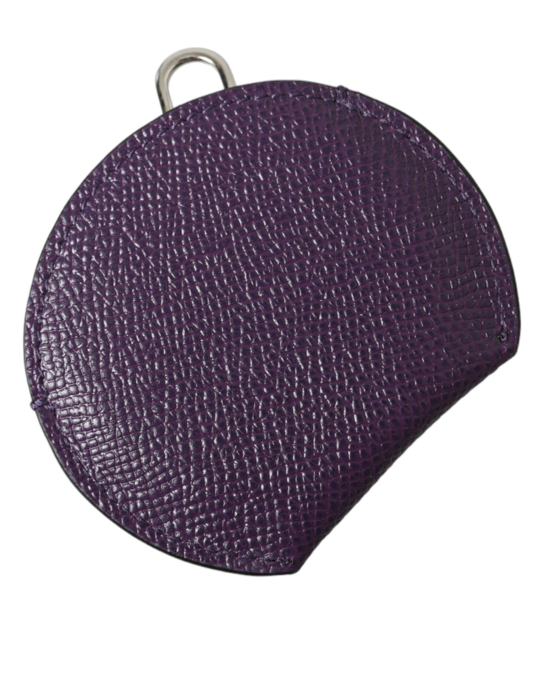 Dolce & Gabbana Purple Calfskin Leather Round Logo Hand Mirror Holder | Regal Royce